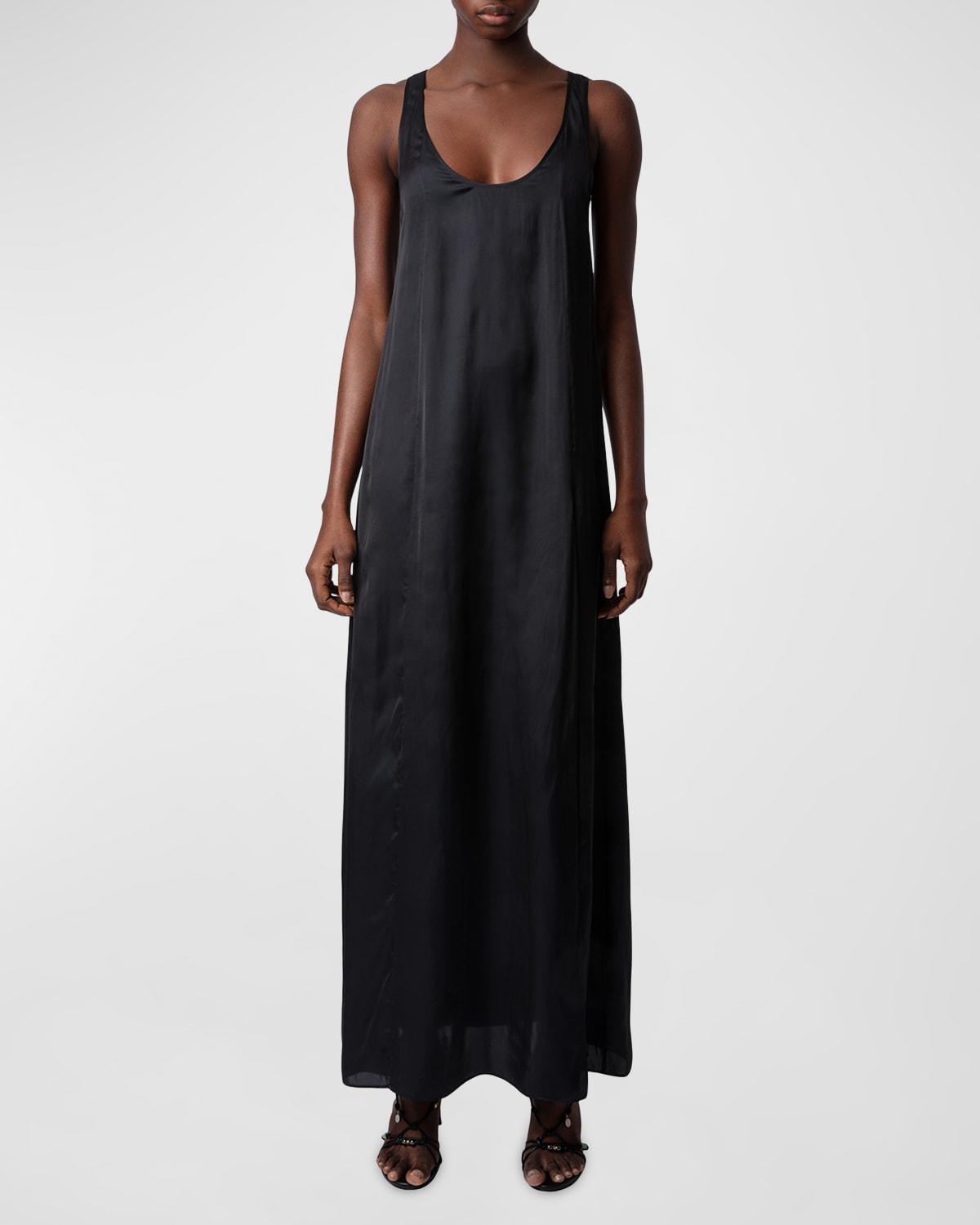 Shop Zadig & Voltaire Rarys Satin Maxi Dress In Noir