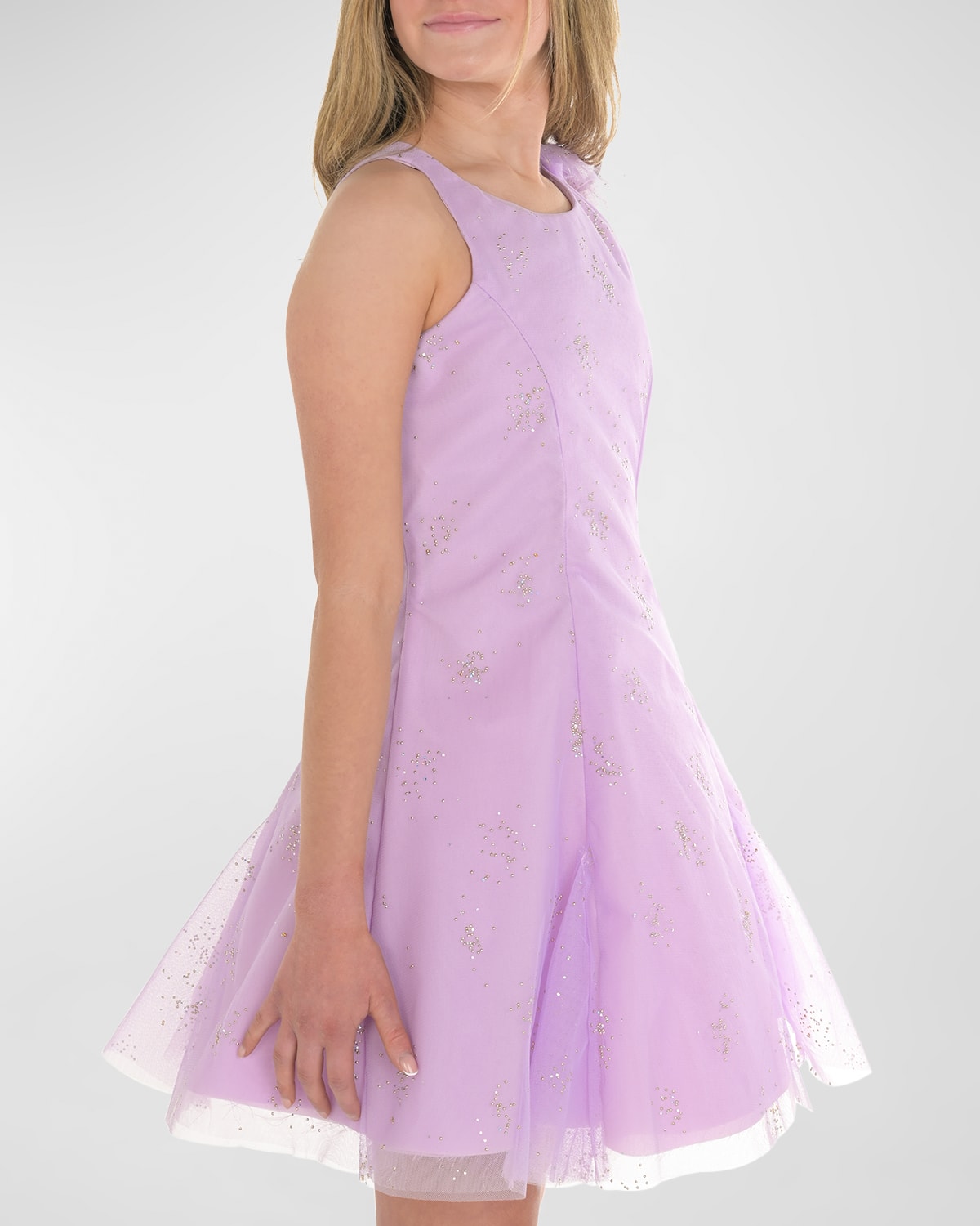 Shop Zoe Girl's Bea Gold Embellished Tulle Dress In Lavender