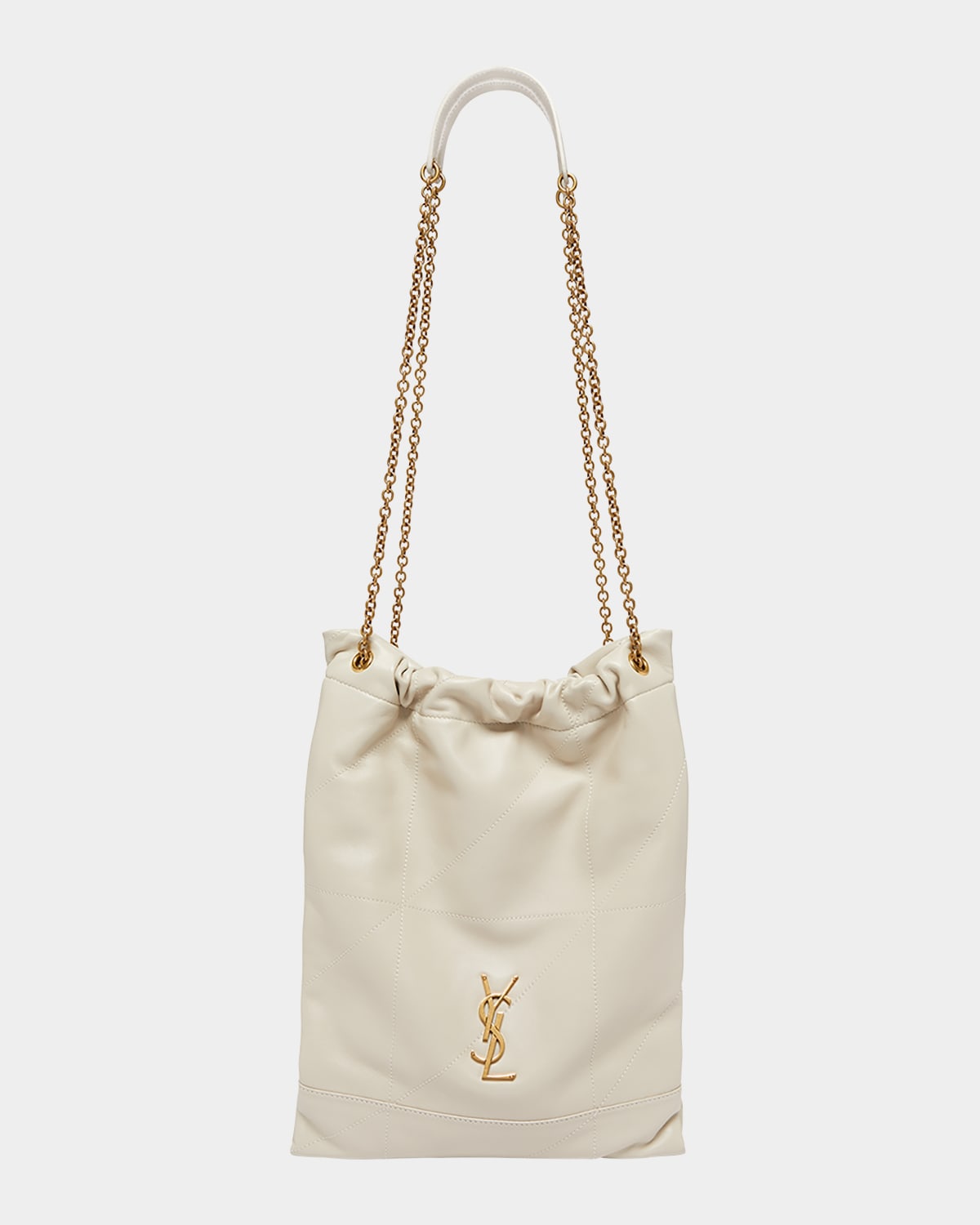 Saint Laurent Jamie 4.3 Pochon Ysl Shoulder Bag In Quilted Leather In Crema Soft