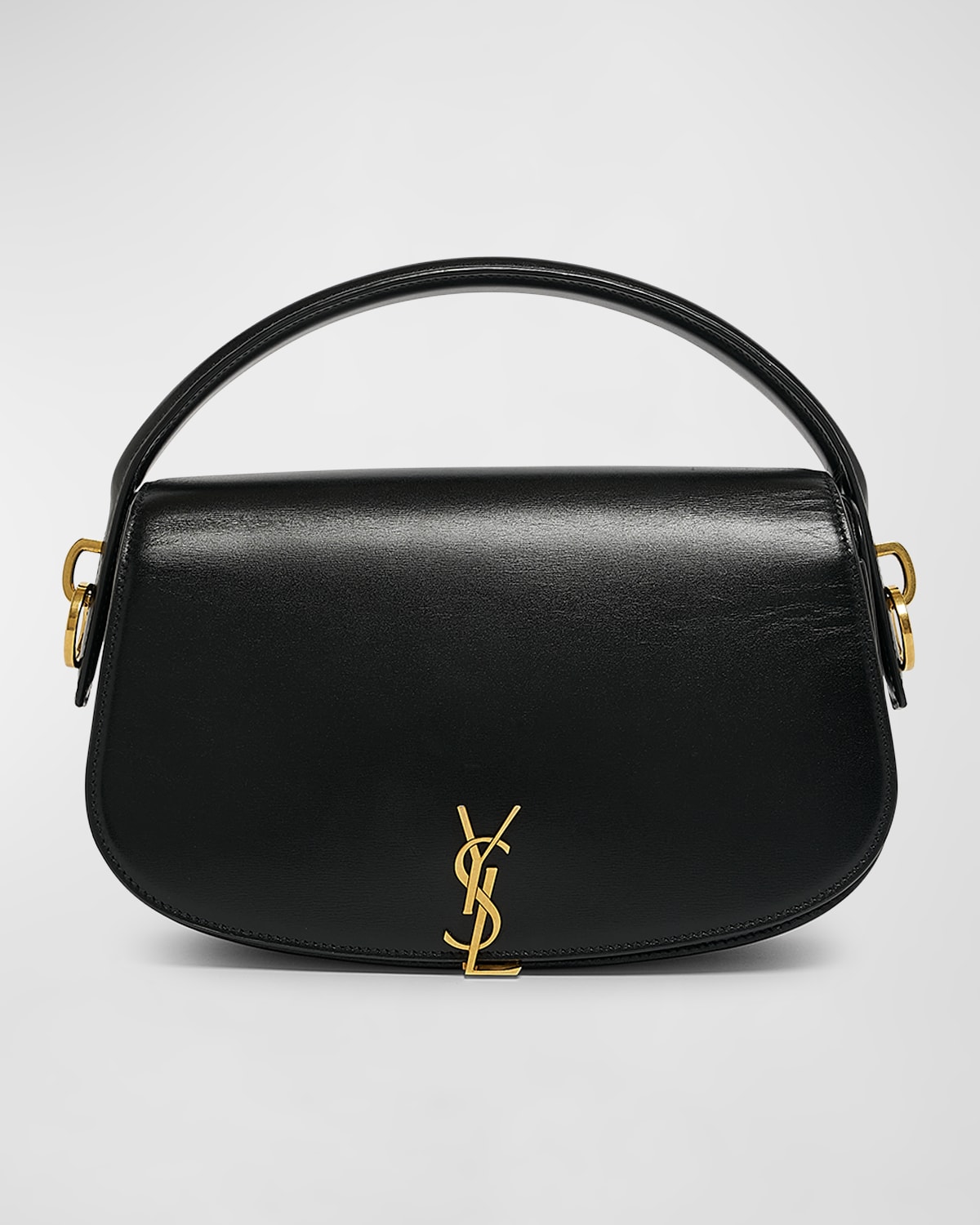 Saint Laurent Mini Leather Voltaire Shoulder Handbag In Black