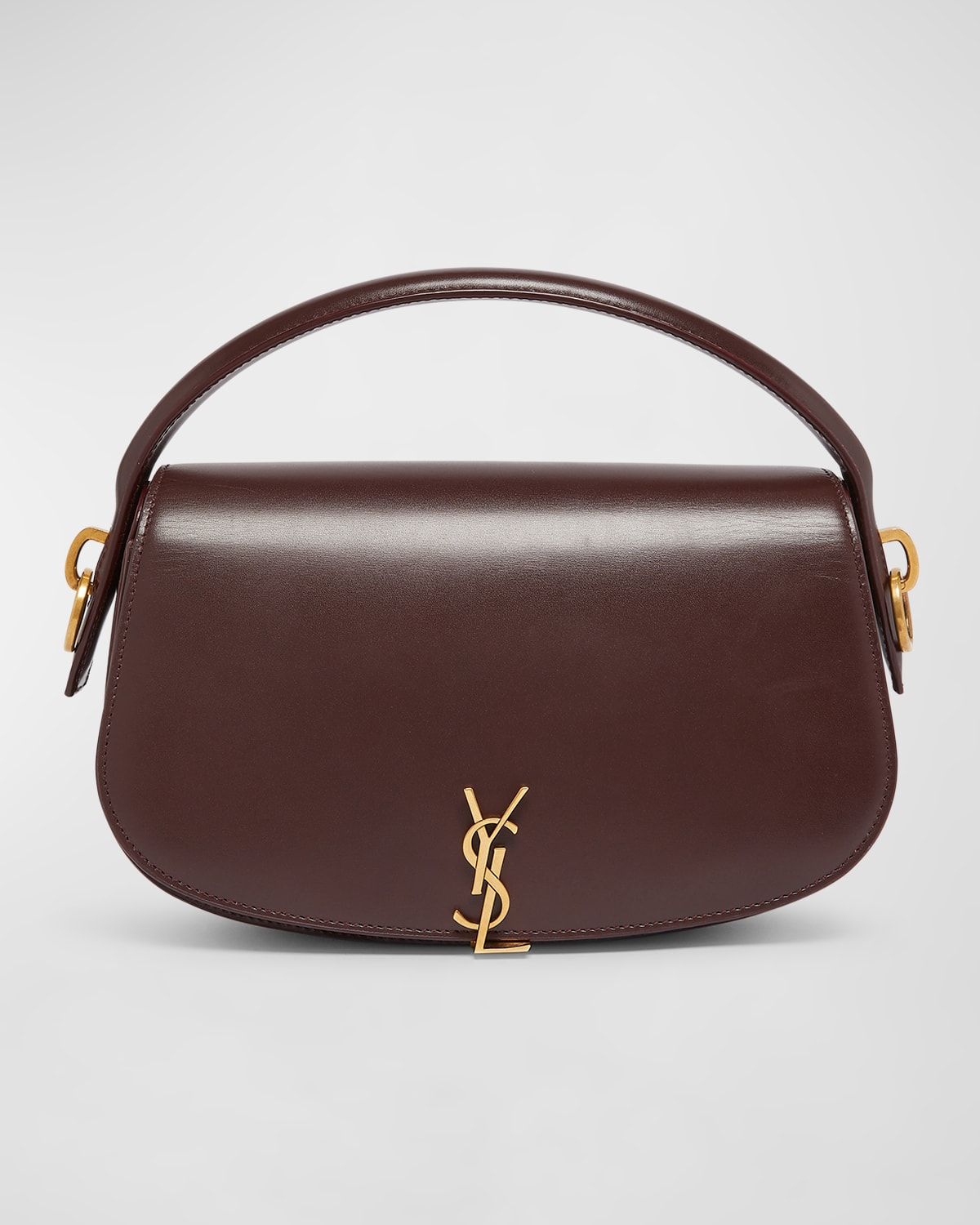 Saint Laurent Ysl Flap Crossbody Bag In Leather In Dark Currant