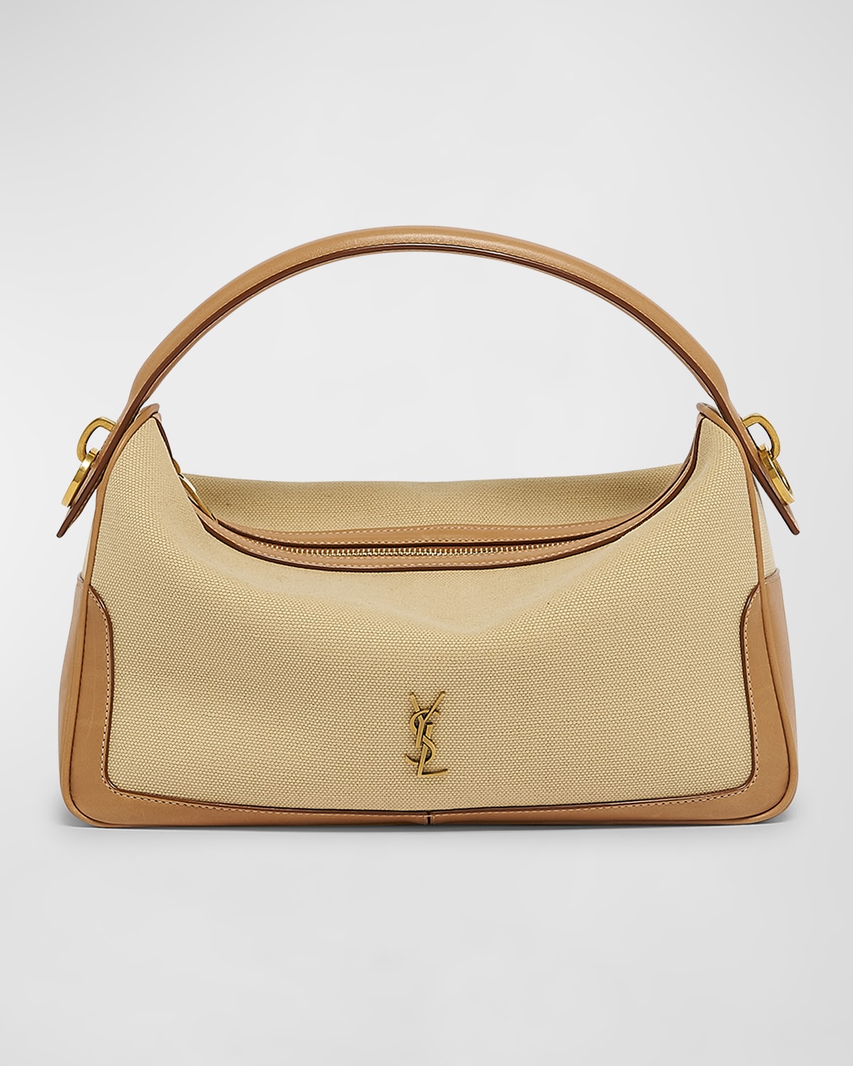 SAINT LAURENT YSL CAMERA TOP-HANDLE BAG IN CANVAS AND LEATHER 
