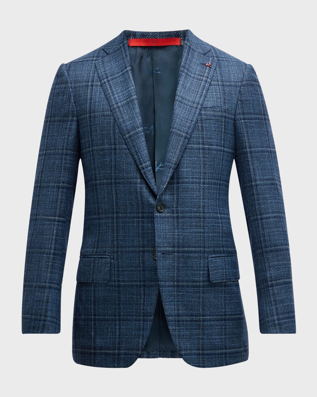 Men's Blue Windowpane Check Sports Jacket