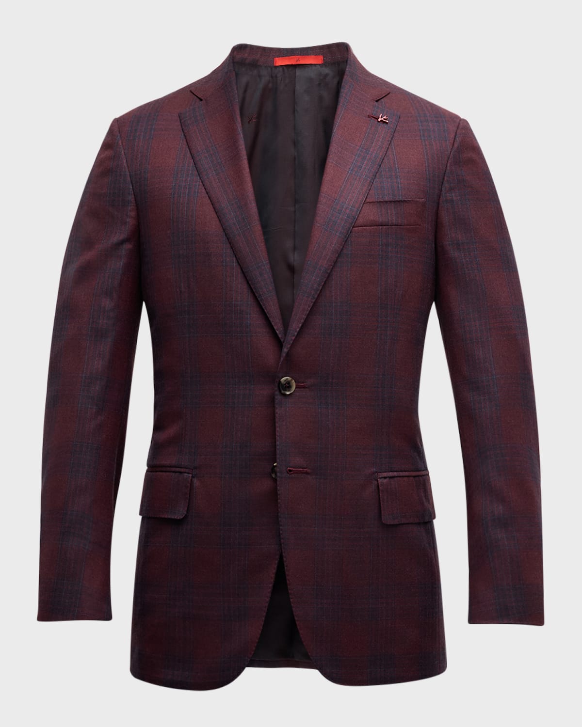 Men's Burgundy Plaid Check Sports Jacket