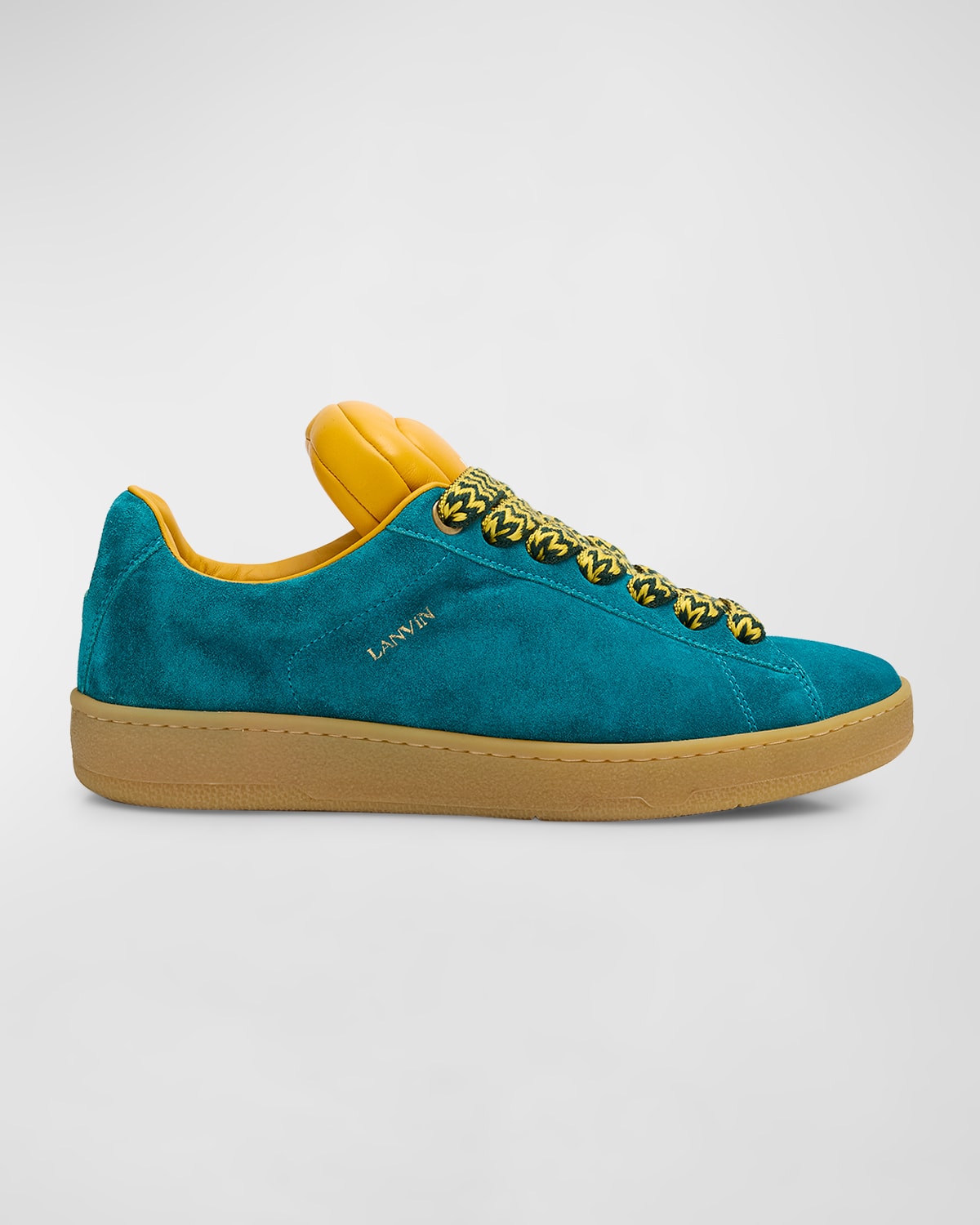 Shop Lanvin Men's Curb Lite Suede Sneakers In 2080 - Blueyellow