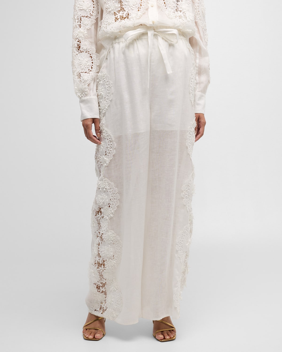 Zimmermann Halliday Lace Flower Pants In White