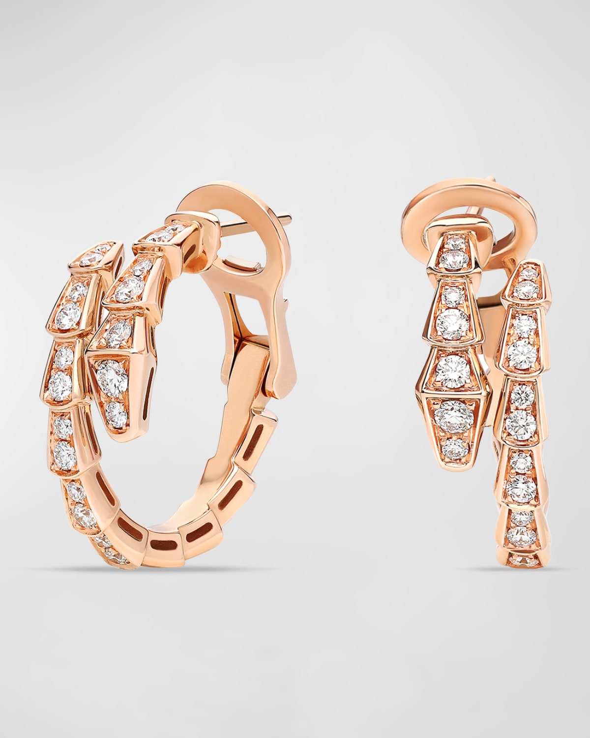 Serpenti Viper 18K Rose Gold Diamond Earrings