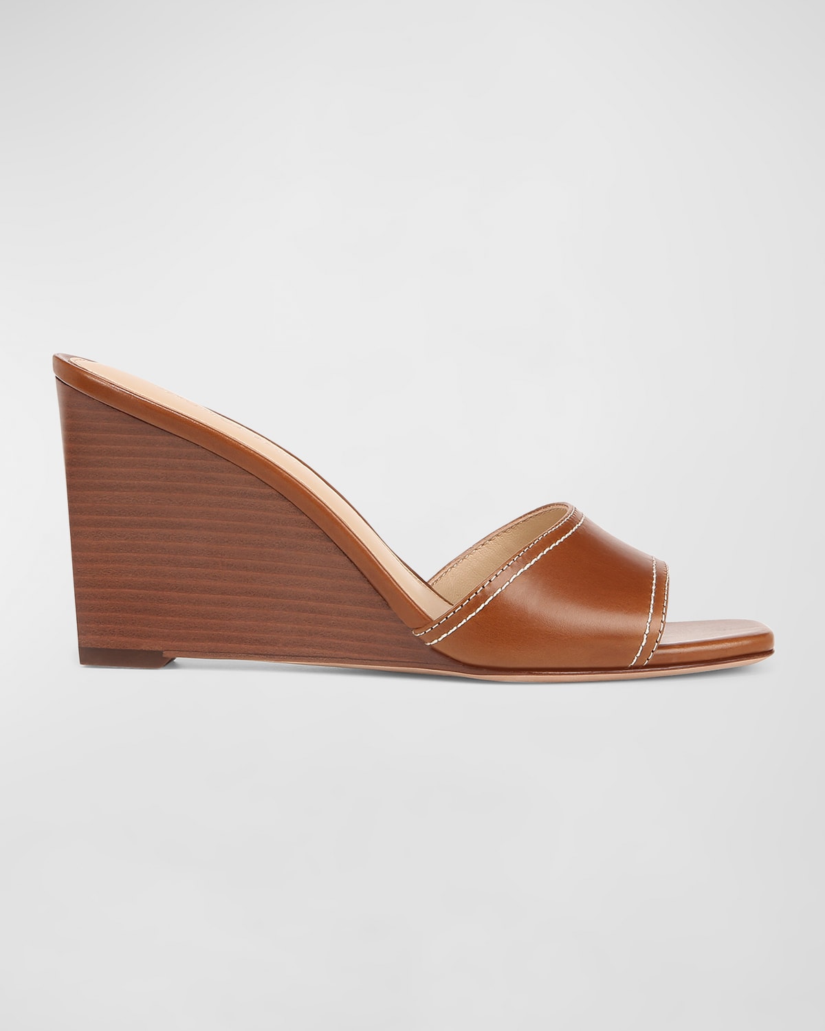 VERONICA BEARD ELLEN LEATHER WEDGE SLIDE SANDALS