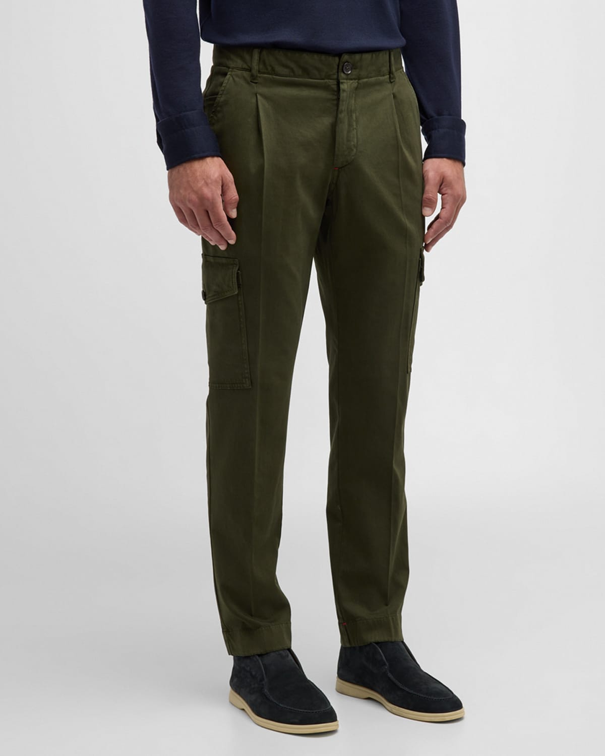 Men's Pleated Cotton-Cashmere Cargo Pants