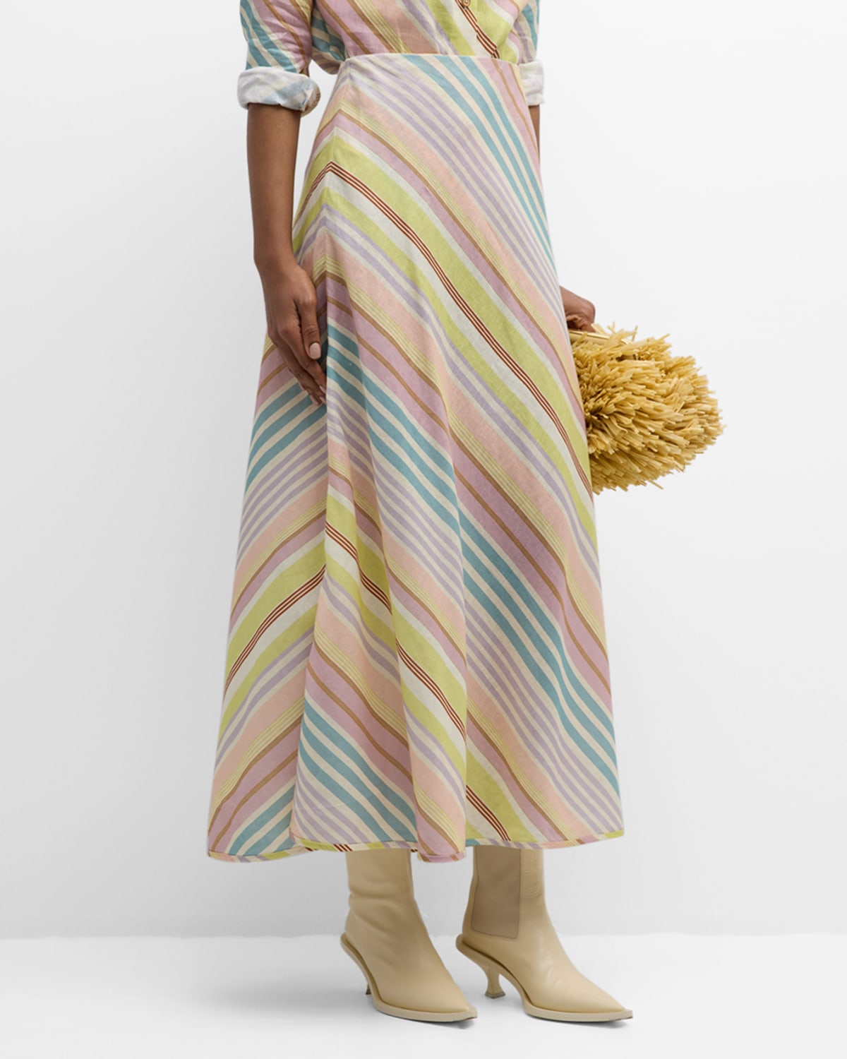 Shop Zimmermann Halliday Bias Skirt In Multi Stripe