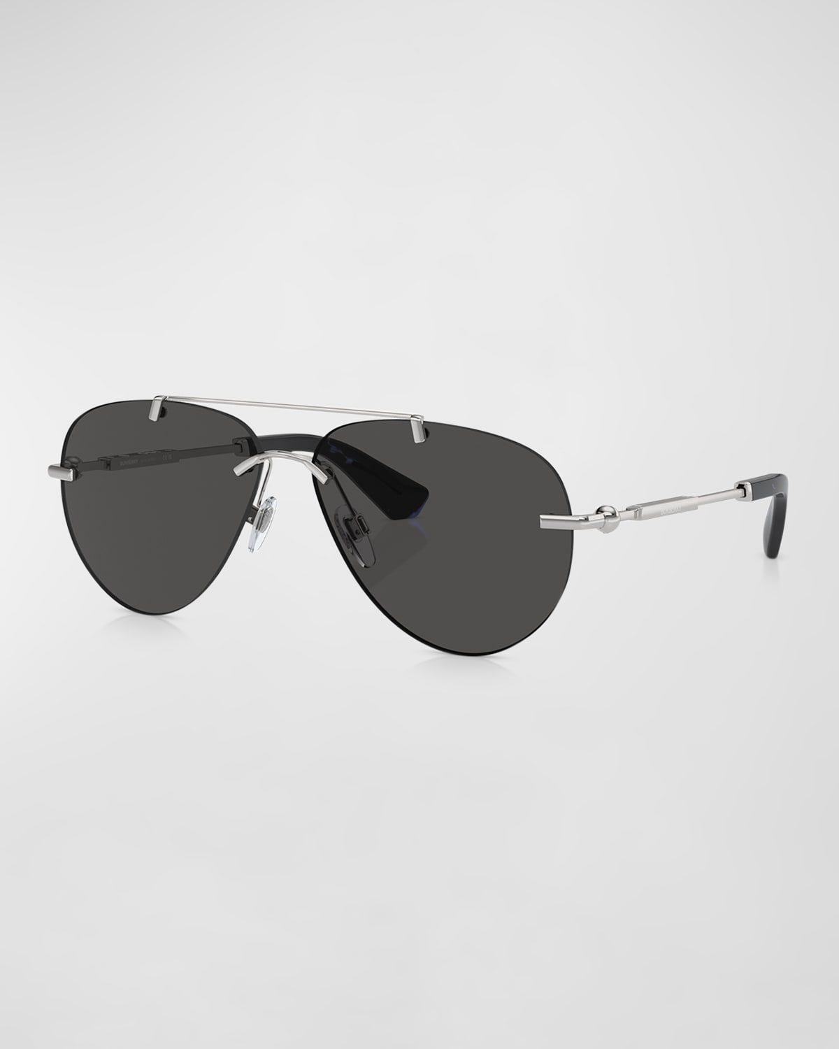 Shop Burberry Rimless Metal Aviator Sunglasses In Silver