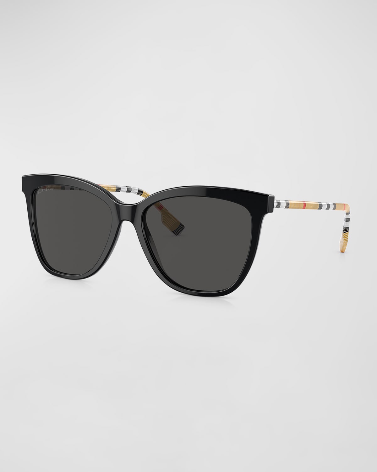 Burberry Check Acetate & Plastic Square Sunglasses In Black