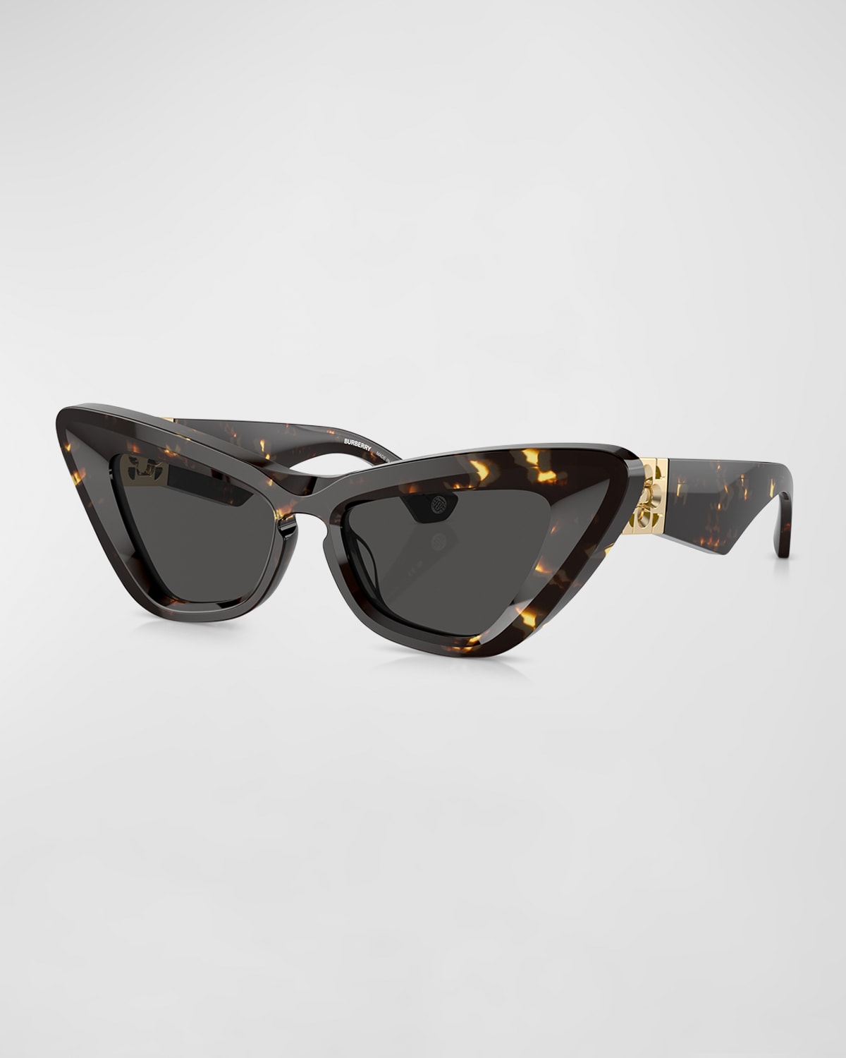 Burberry Beveled Acetate & Plastic Cat-eye Sunglasses In Dk Havana