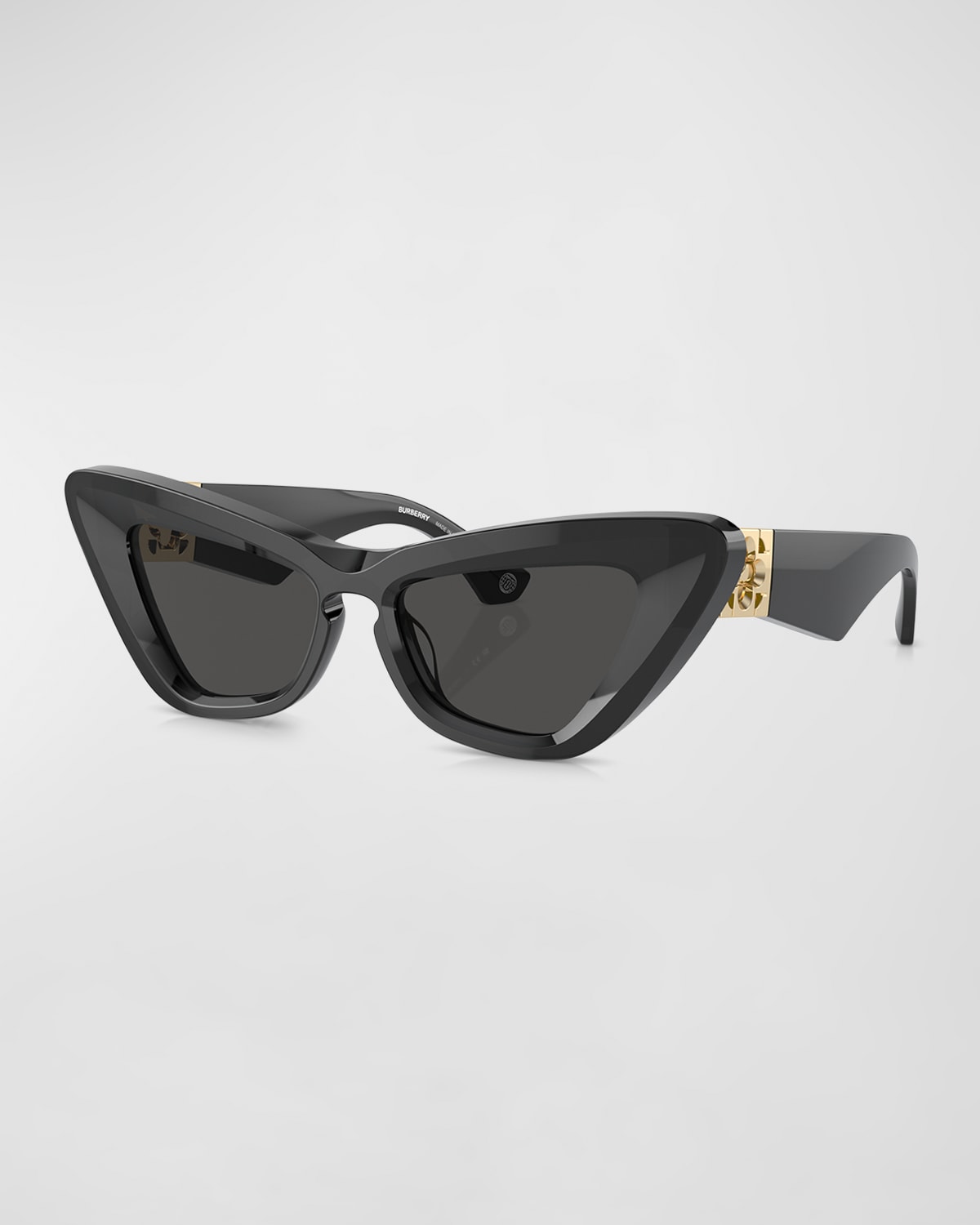 Shop Burberry Beveled Acetate & Plastic Cat-eye Sunglasses In Dark Grey