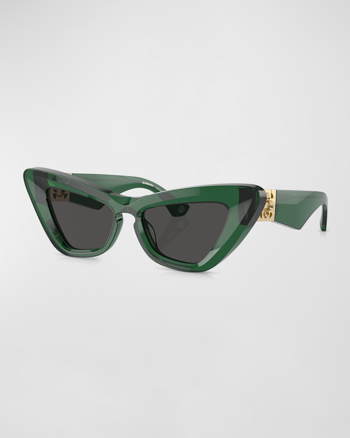 Shop Burberry Beveled Acetate & Plastic Cat-eye Sunglasses In Green