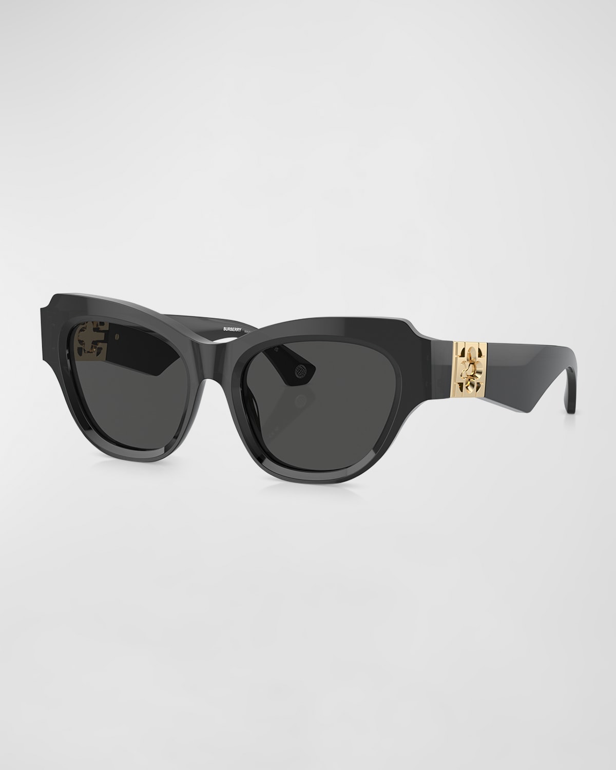Shop Burberry Beveled Acetate & Plastic Cat-eye Sunglasses In Dark Grey
