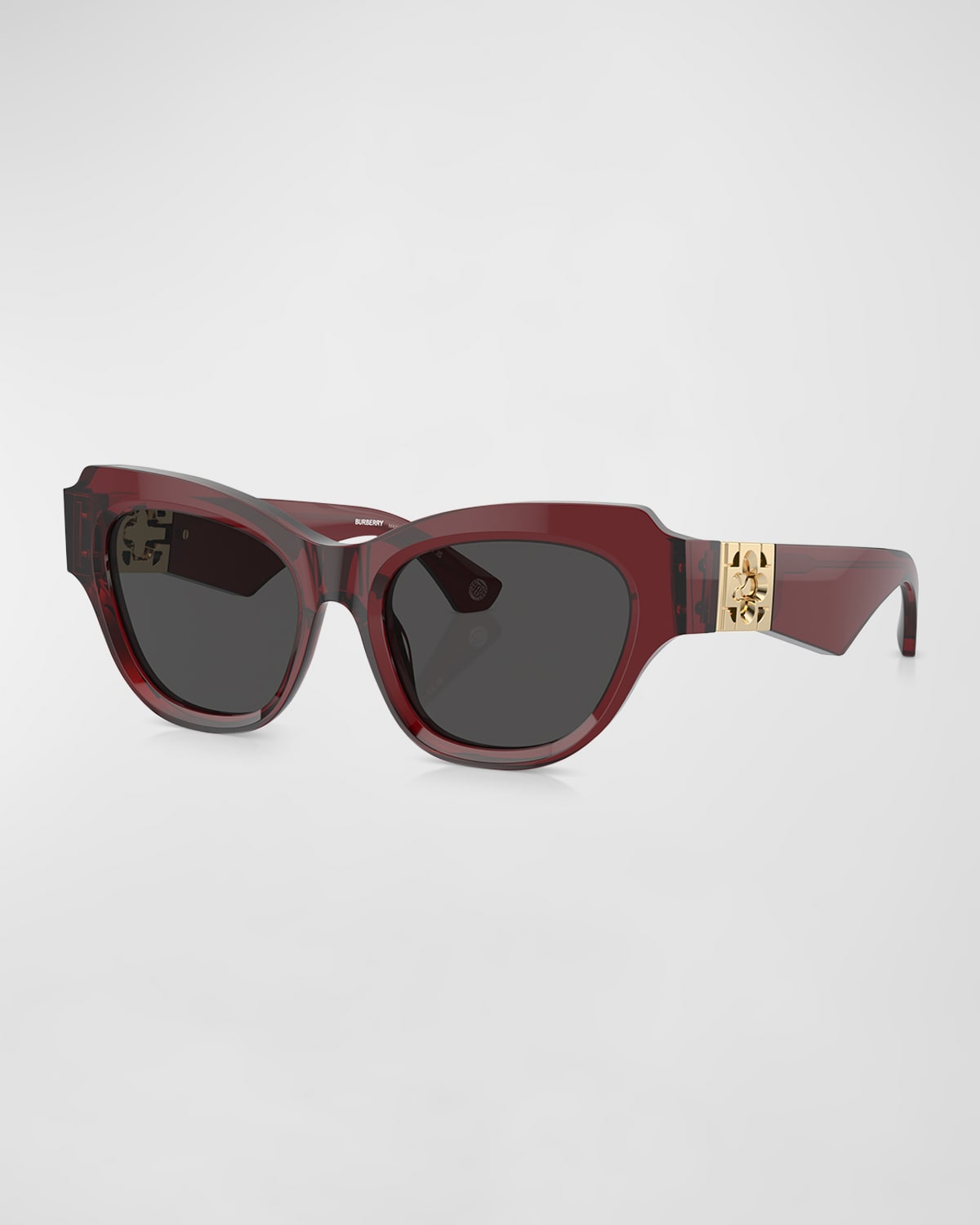 Shop Burberry Beveled Acetate & Plastic Cat-eye Sunglasses In Bordeaux