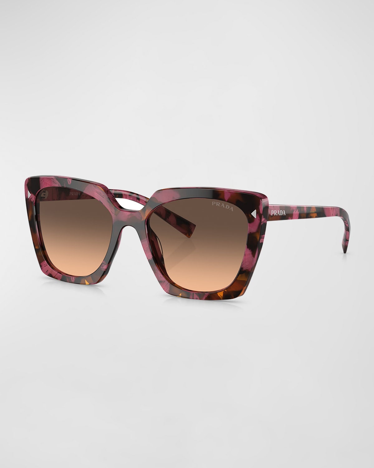 Shop Prada Patterned Acetate & Plastic Square Sunglasses In Grey Tort