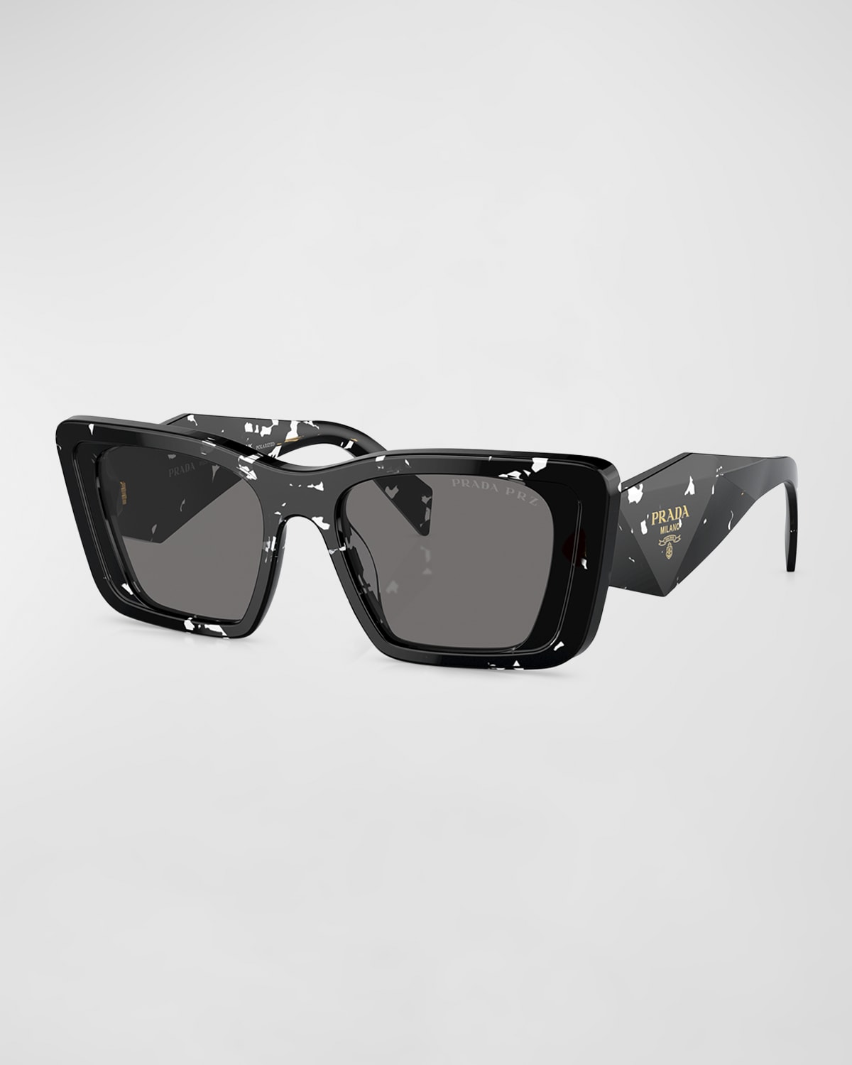 Shop Prada Symbole Bold Acetate Butterfly Sunglasses In Crystal Grey