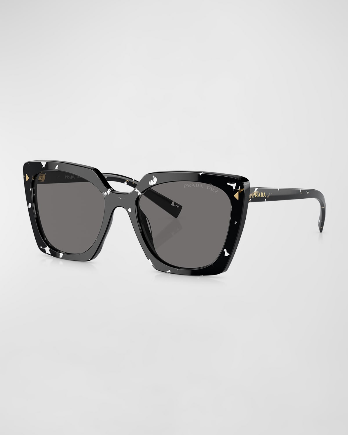 Prada Polarized Acetate Square Sunglasses In Grey Tort