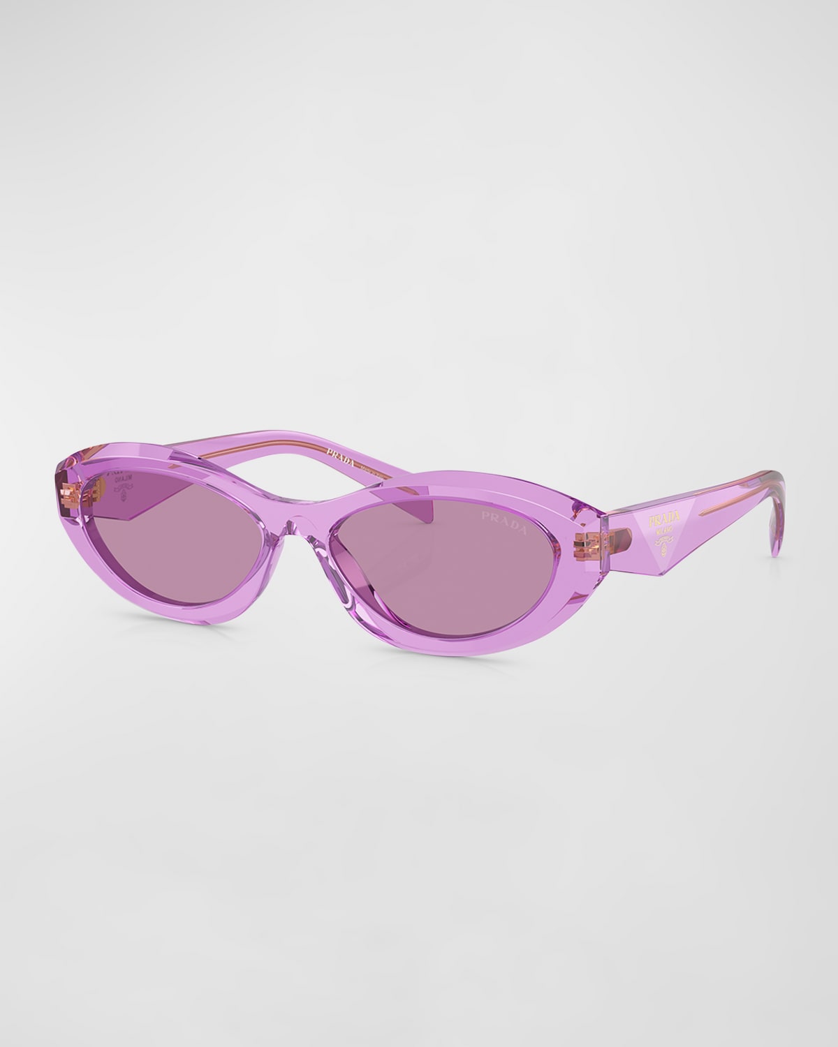 Shop Prada Monochrome Acetate & Plastic Oval Sunglasses In Violet
