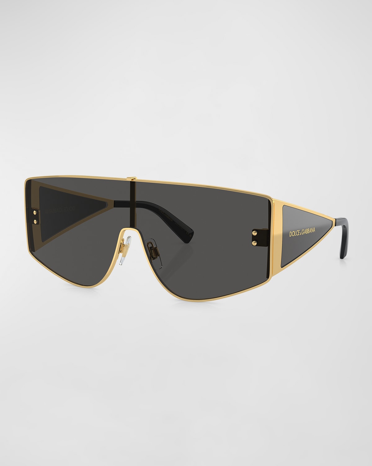 Shop Dolce & Gabbana Logo Metal & Plastic Shield Sunglasses In Gold