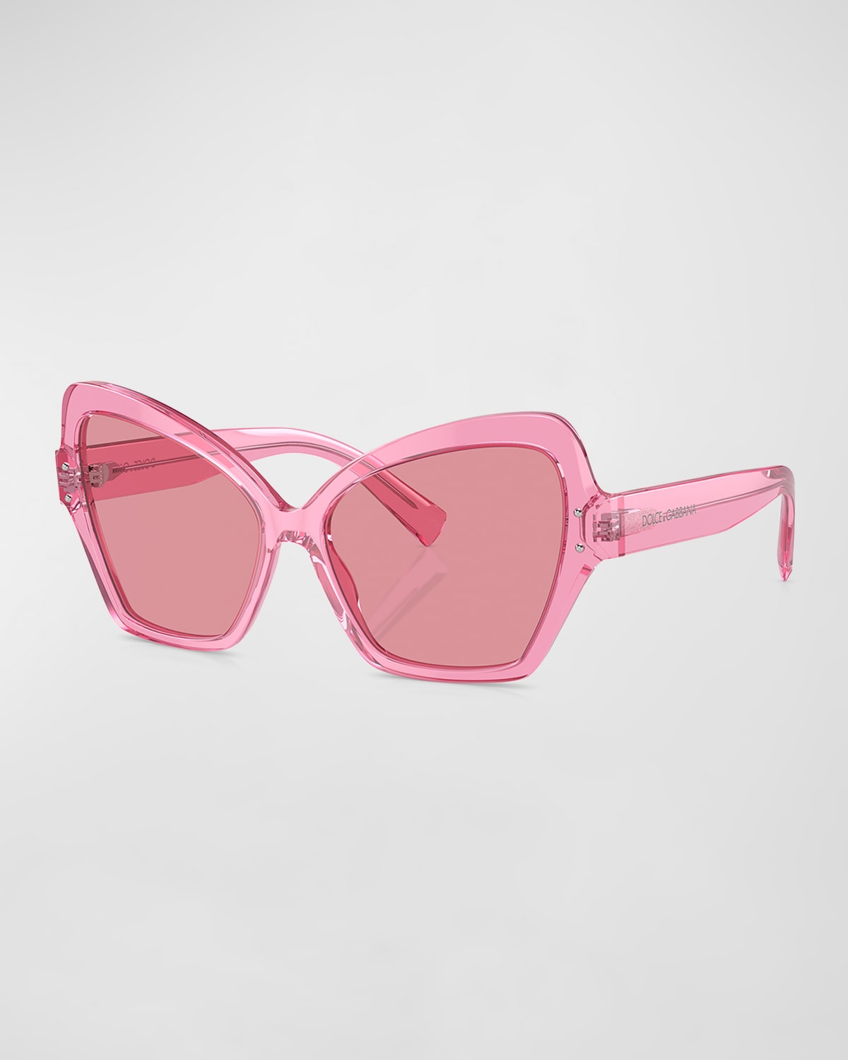 Shop Dolce & Gabbana Sharp Pink Acetate & Plastic Butterfly Sunglasses In Trans Pink
