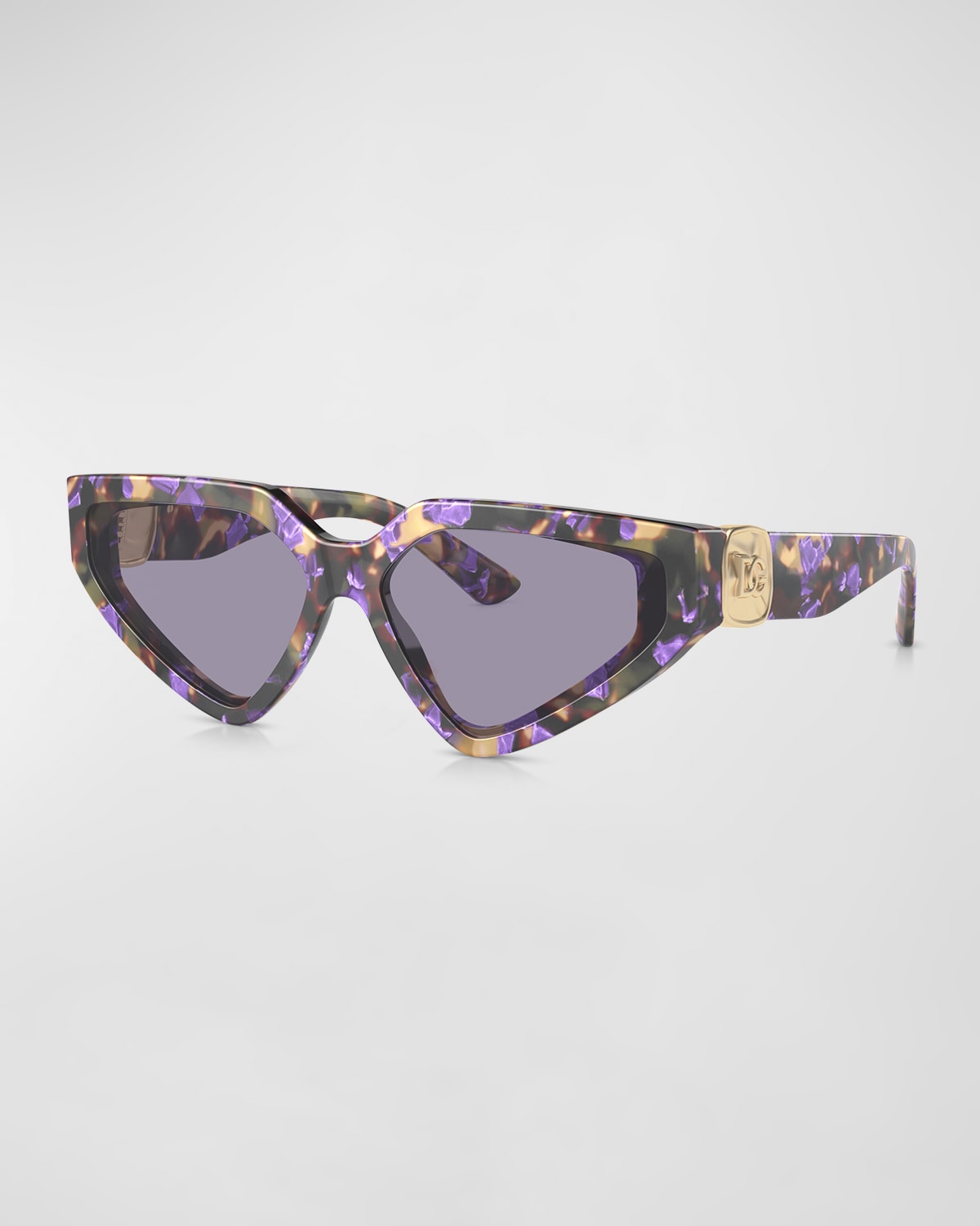 Dolce & Gabbana Dg Crossed Logo Acetate & Plastic Cat-eye Sunglasses In Grey