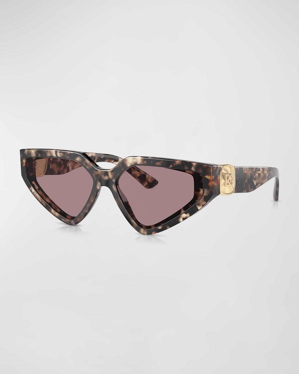 Dolce & Gabbana Dg Crossed Logo Acetate & Plastic Cat-eye Sunglasses In Brown Havana