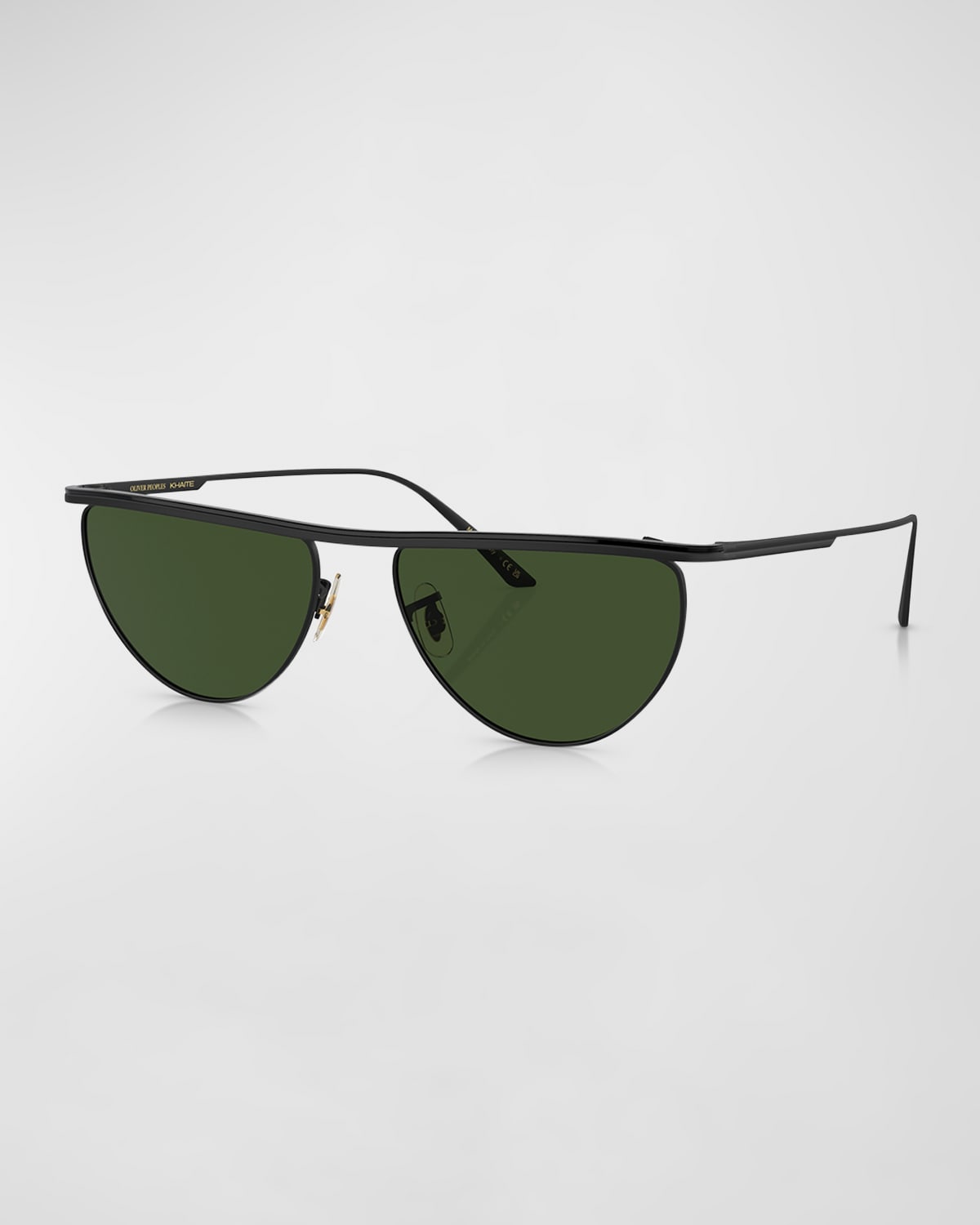 Shop Khaite X Oliver Peoples Sleek Metal Windsor Rim Sunglasses In Black Green