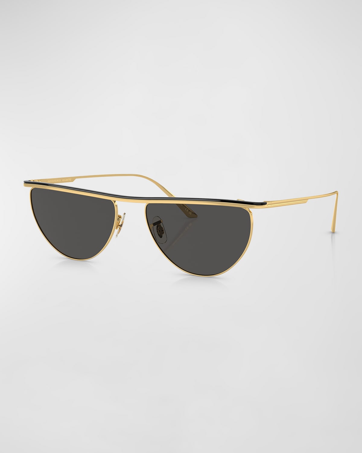 Shop Khaite X Oliver Peoples Sleek Metal Windsor Rim Sunglasses In Black Grey