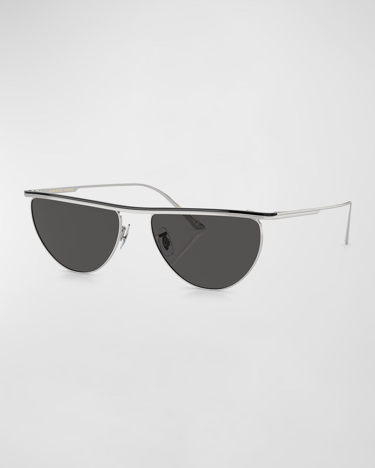 Shop Khaite X Oliver Peoples Sleek Metal Windsor Rim Sunglasses In Grey