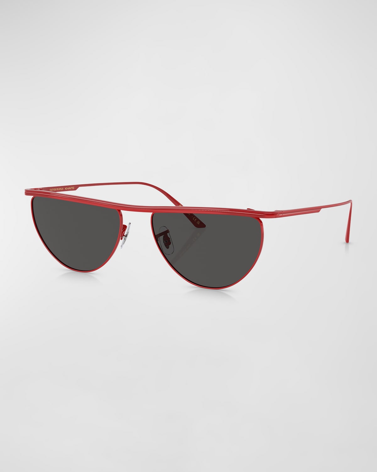 Shop Khaite X Oliver Peoples Sleek Metal Windsor Rim Sunglasses In Red
