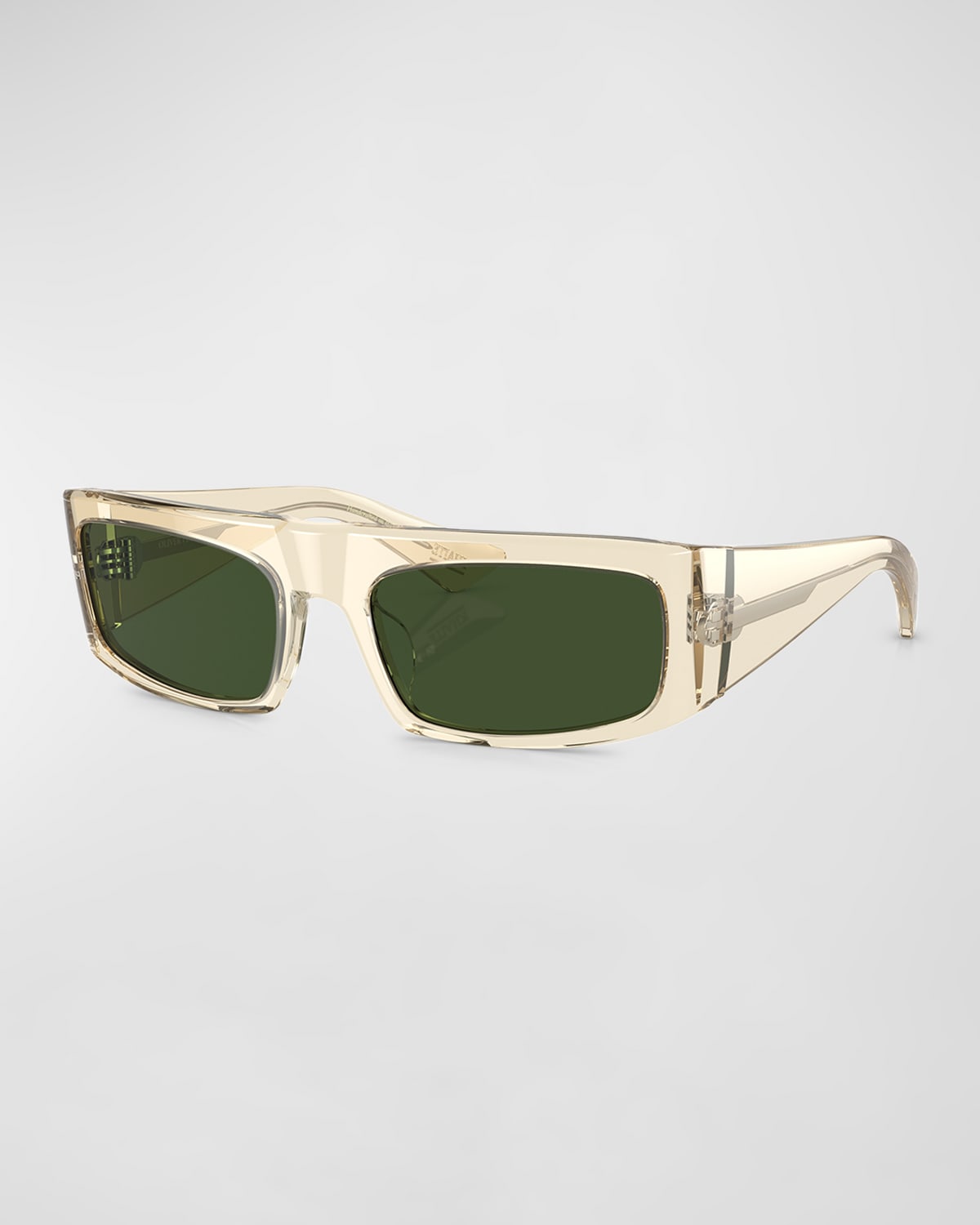 Shop Khaite X Oliver Peoples Bold Acetate Rectangle Sunglasses In Green