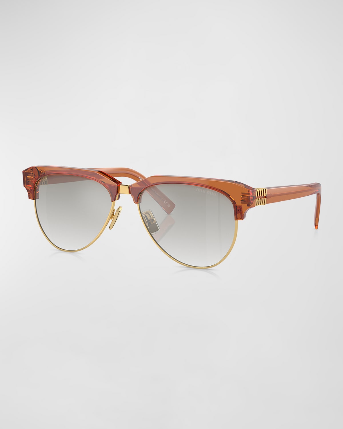 Shop Miu Miu Acetate & Metal Aviator Sunglasses In Caramel