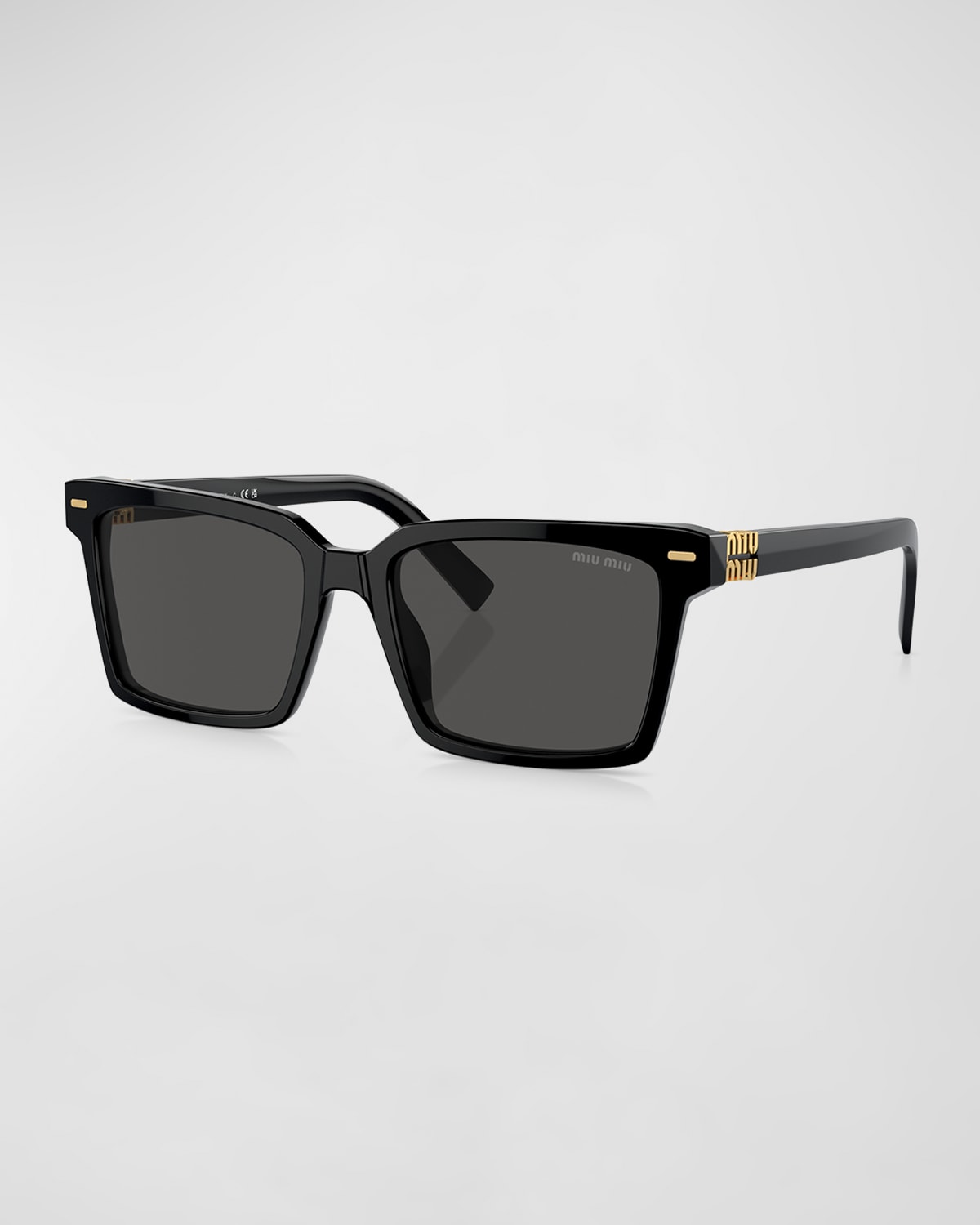 Shop Miu Miu Acetate & Plastic Rectangle Sunglasses In Dark Grey
