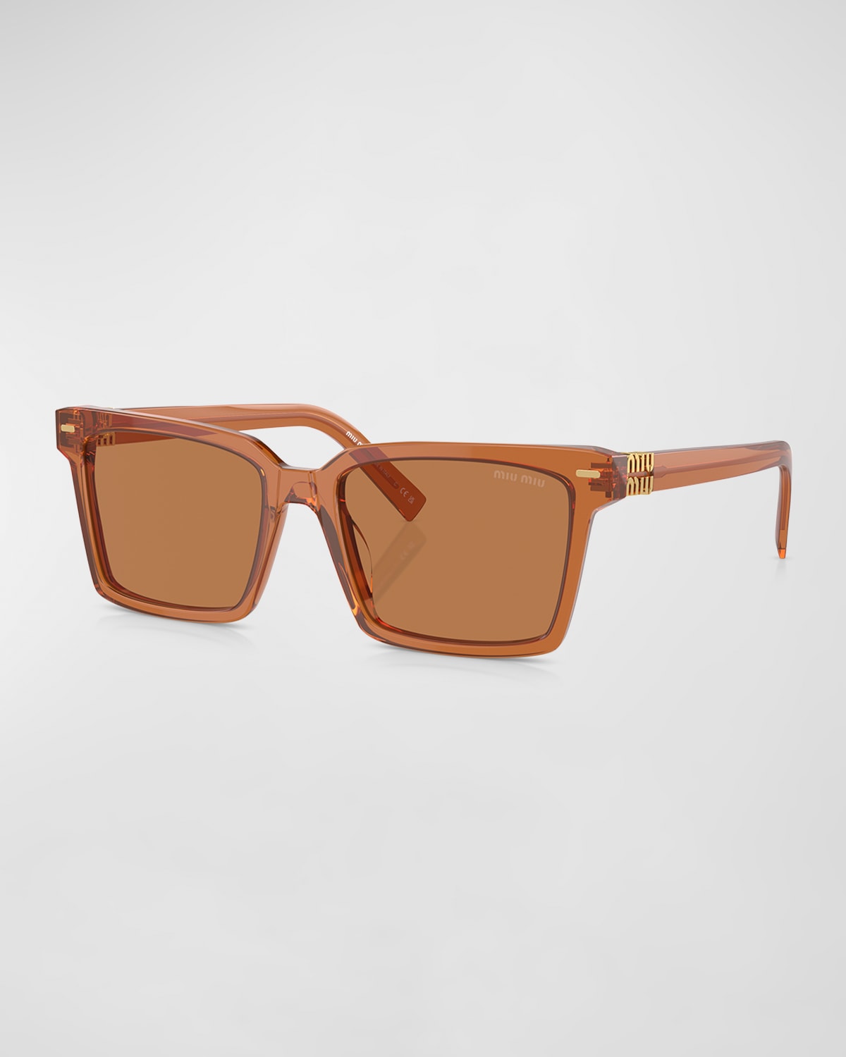 Miu Miu Acetate & Plastic Rectangle Sunglasses In Brown