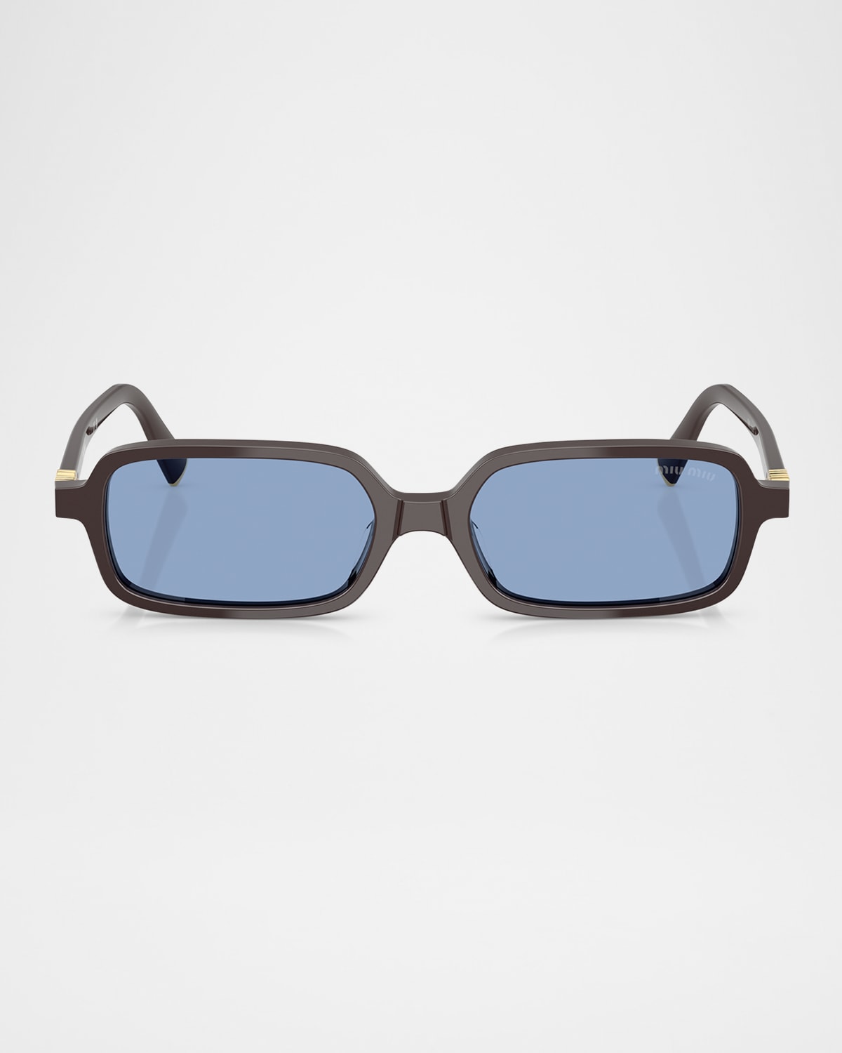 Miu Miu Logo Acetate Rectangle Sunglasses In Light Blue