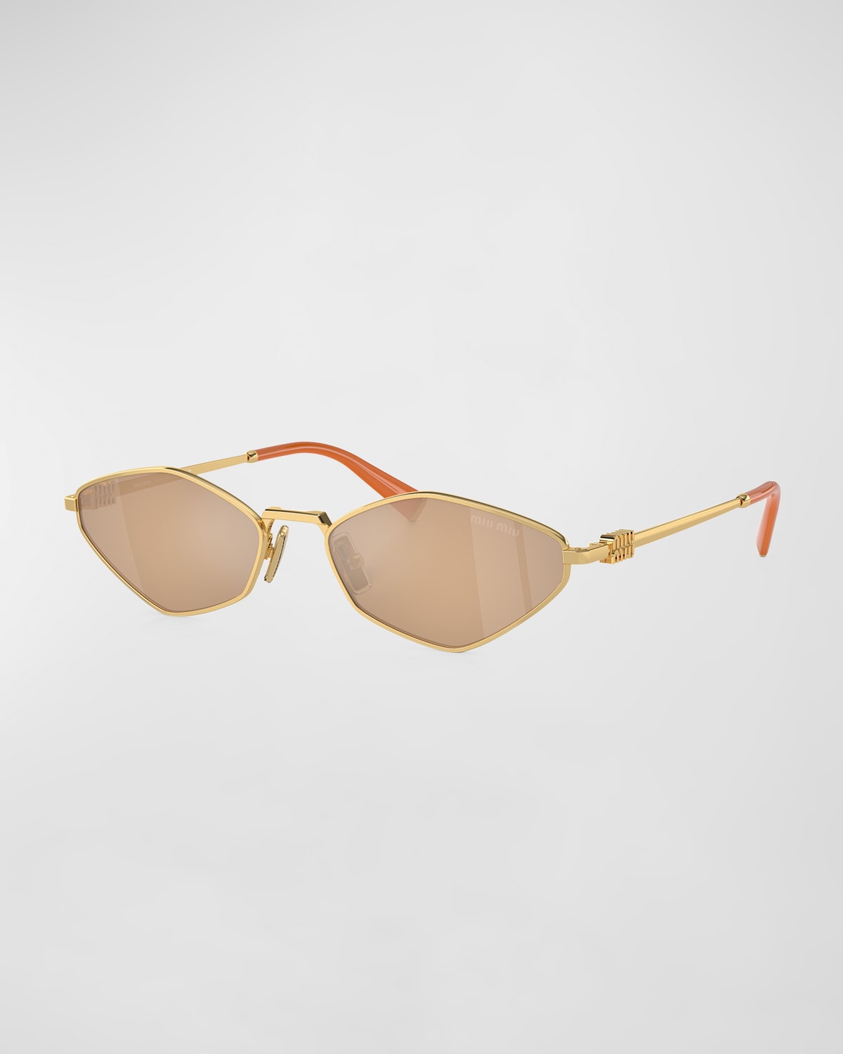 Miu Miu Mirrored Geometric Metal & Plastic Oval Sunglasses In Gold