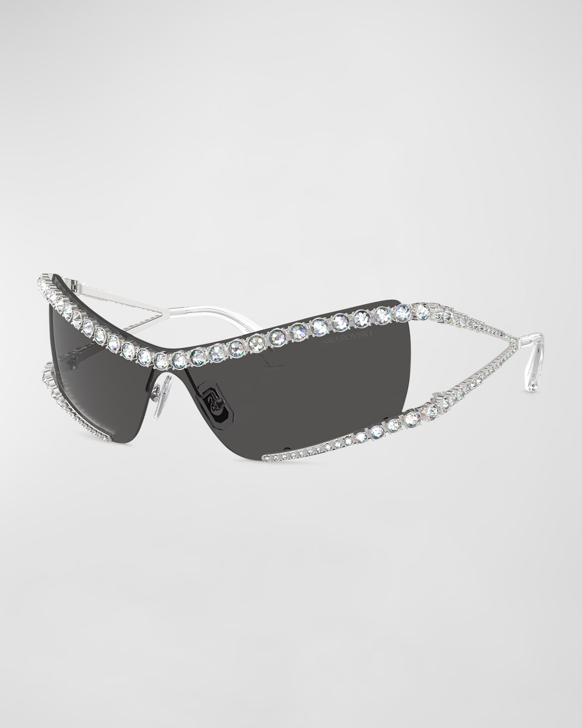 Swarovski Crystal Metal Wrap Sunglasses In Silver