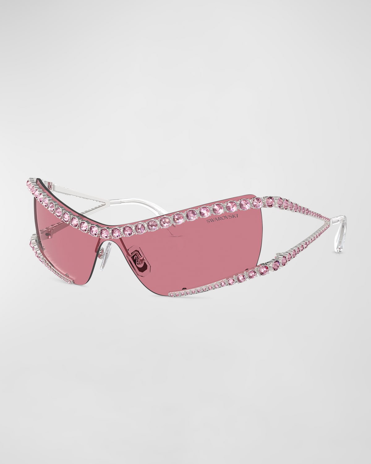 Shop Swarovski Crystal Metal Wrap Sunglasses In Pink