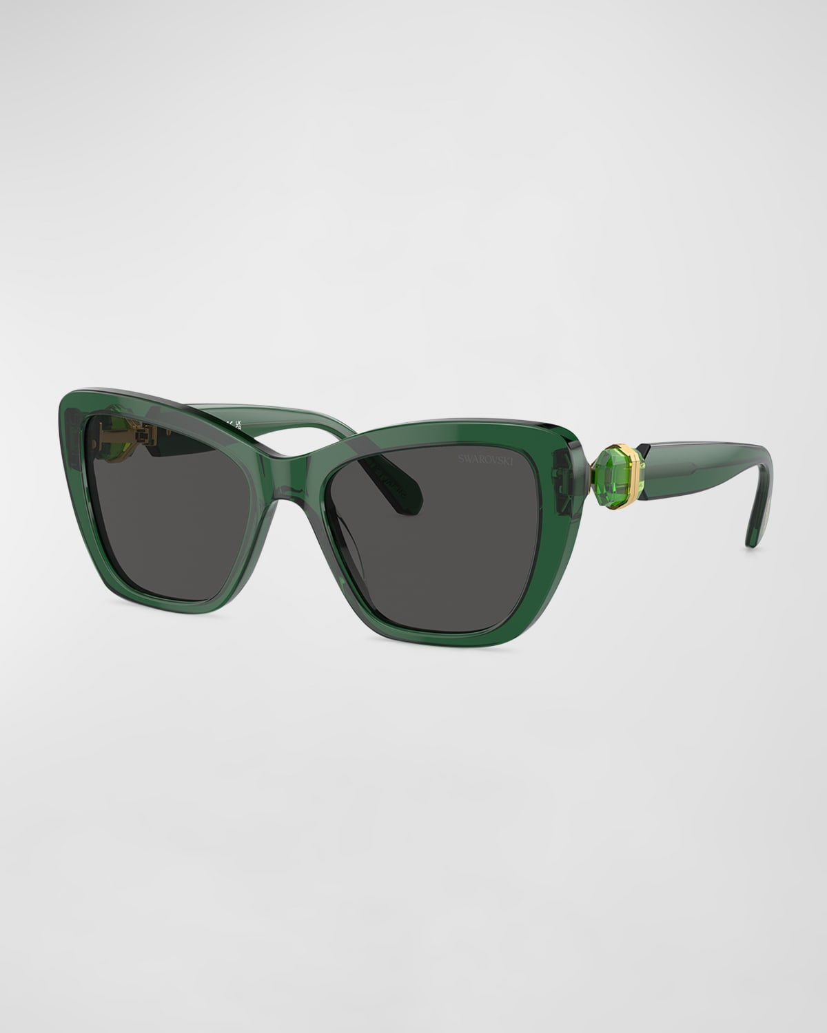 Swarovski Bold Crystal Embellished Acetate Cat-eye Sunglasses In Green