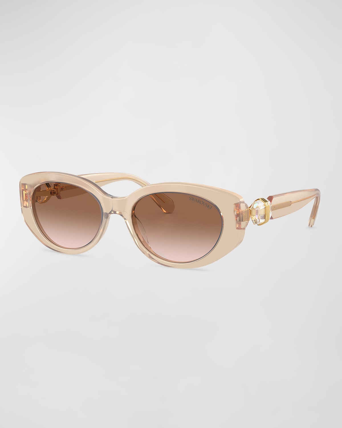 Swarovski Imber Crystal Embellished Acetate Oval Sunglasses In Neutral