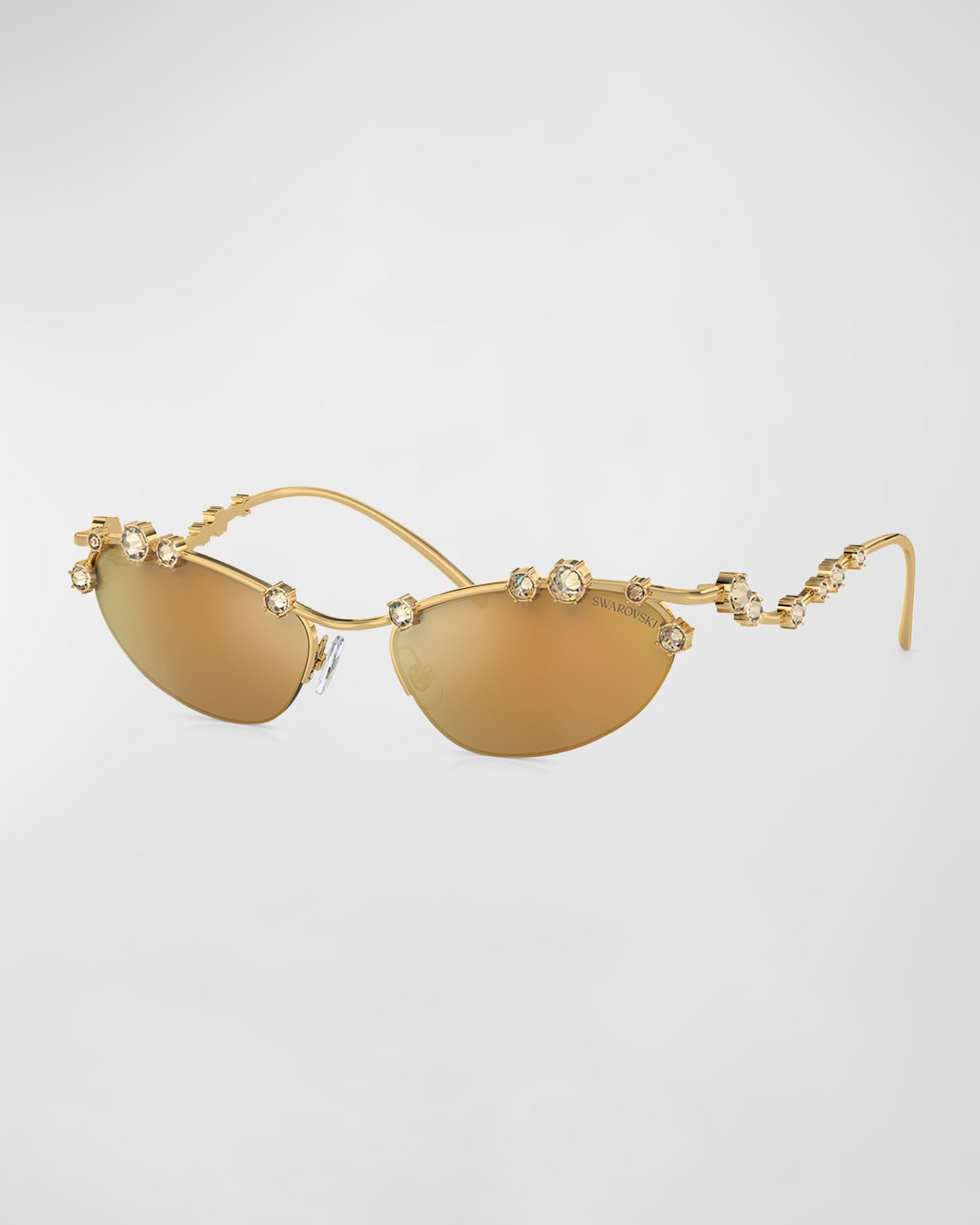 Shop Swarovski Constella Crystal Embellished Metal Cat-eye Sunglasses In Gold