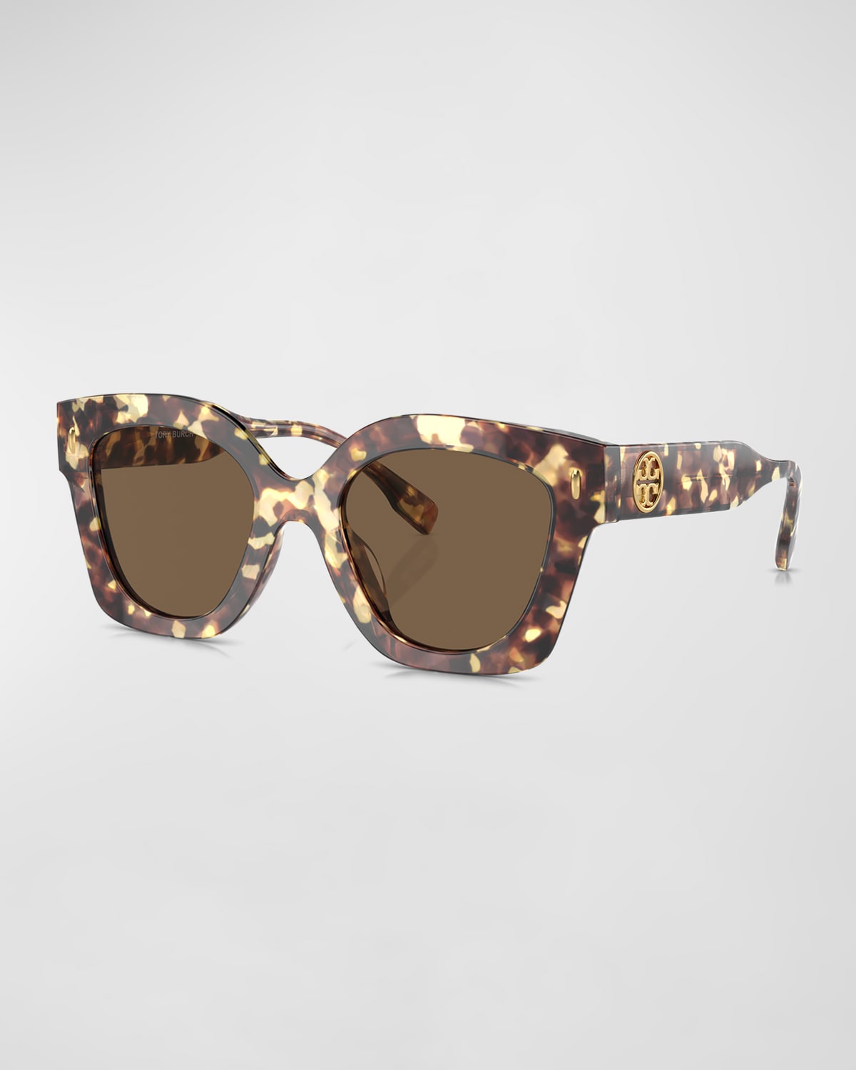 Shop Tory Burch Oversized Acetate Cat-eye Sunglasses In Dark Brown
