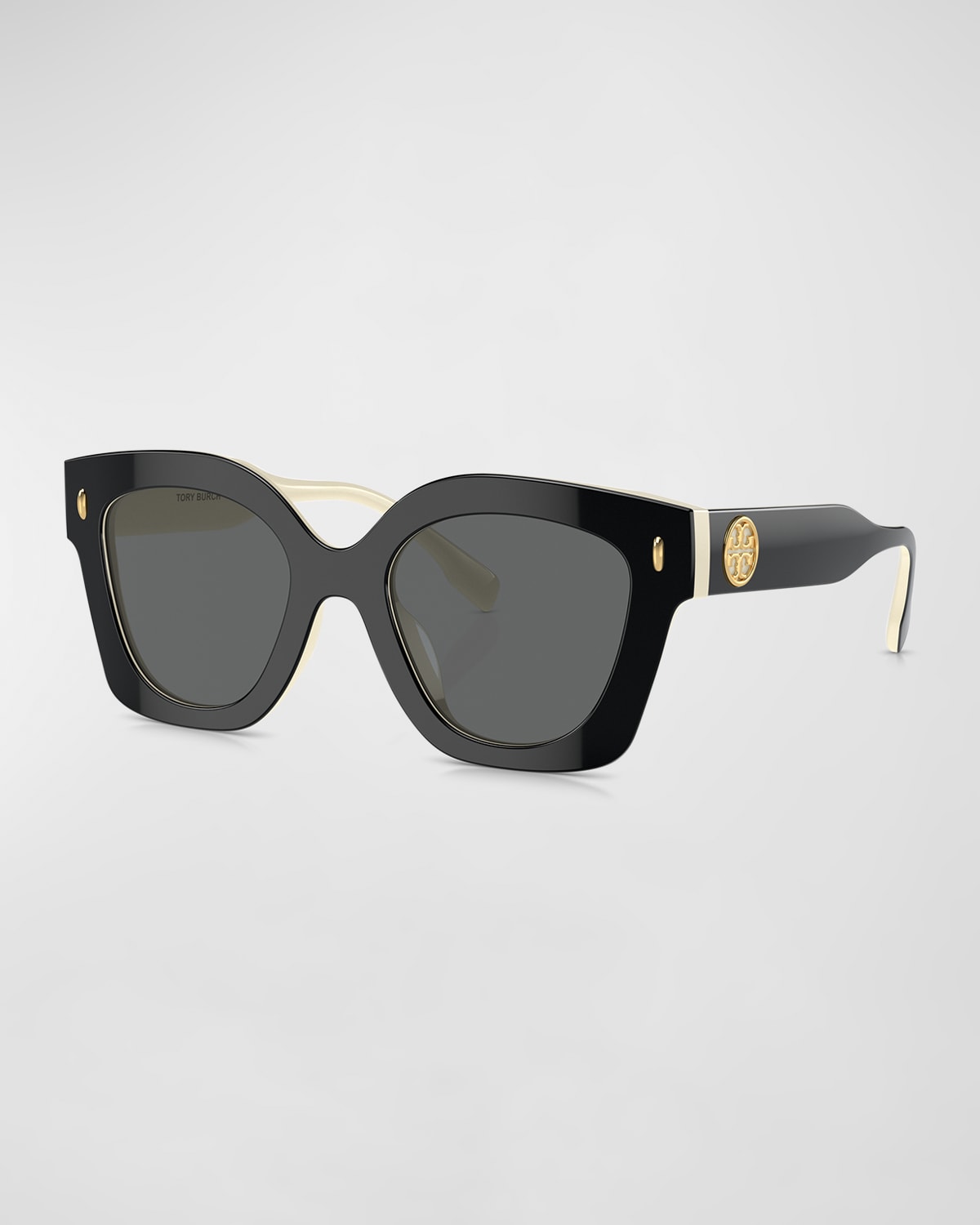 Tory Burch Oversized Acetate Cat-eye Sunglasses In Blackivory