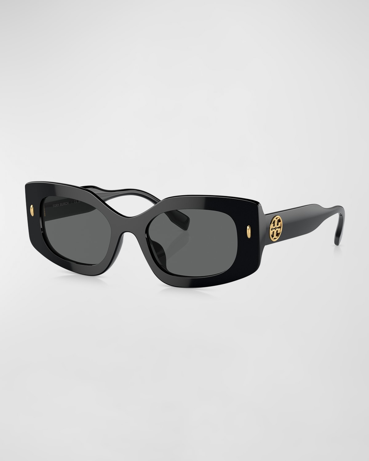 TORY BURCH MONOGRAM BEVELED RECTANGLE SUNGLASSES