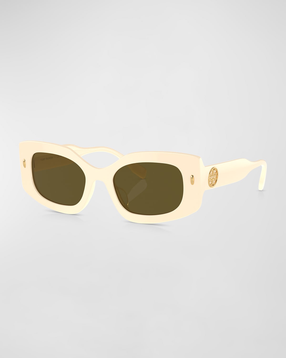 Tory Burch Monogram Beveled Rectangle Sunglasses In Neutral