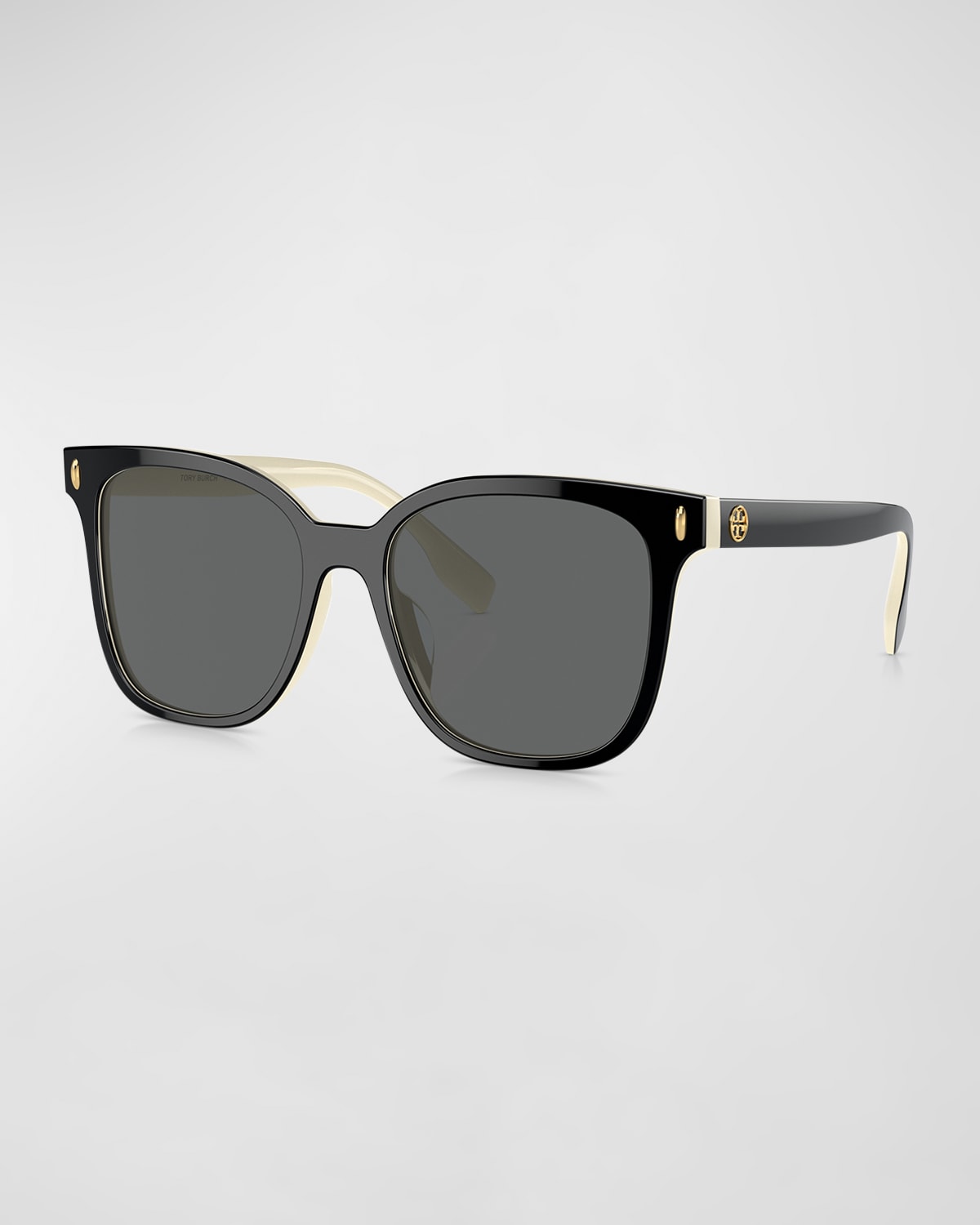 Tory Burch Monogram Acetate & Plastic Square Sunglasses In Blackivory