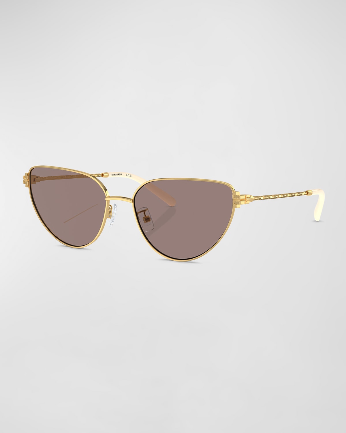 Shop Tory Burch Hammered Metal Cat-eye Sunglasses In Gold